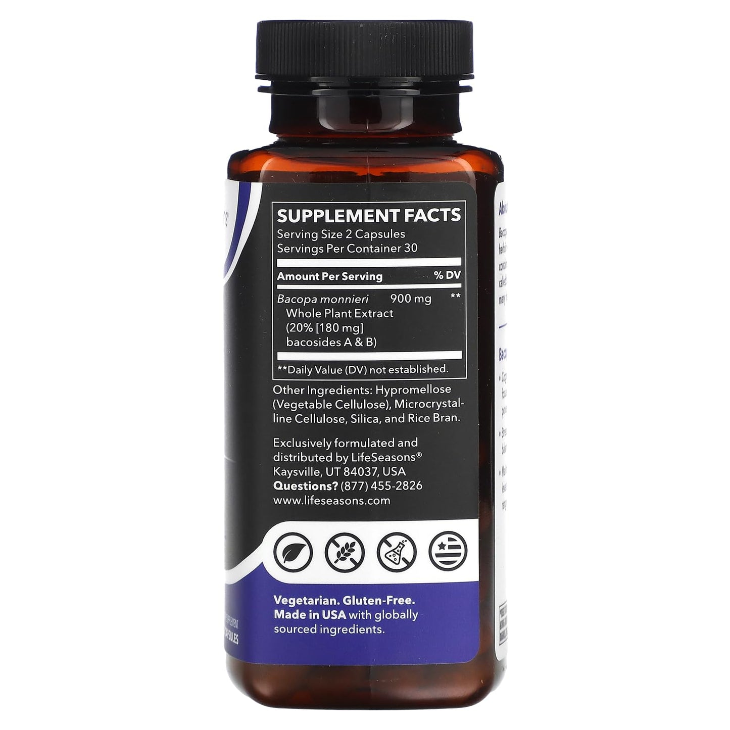 LifeSeasons Essentials Bacopa Extract - Memory & Focus Support | 900mg per Serving, 60 Capsules