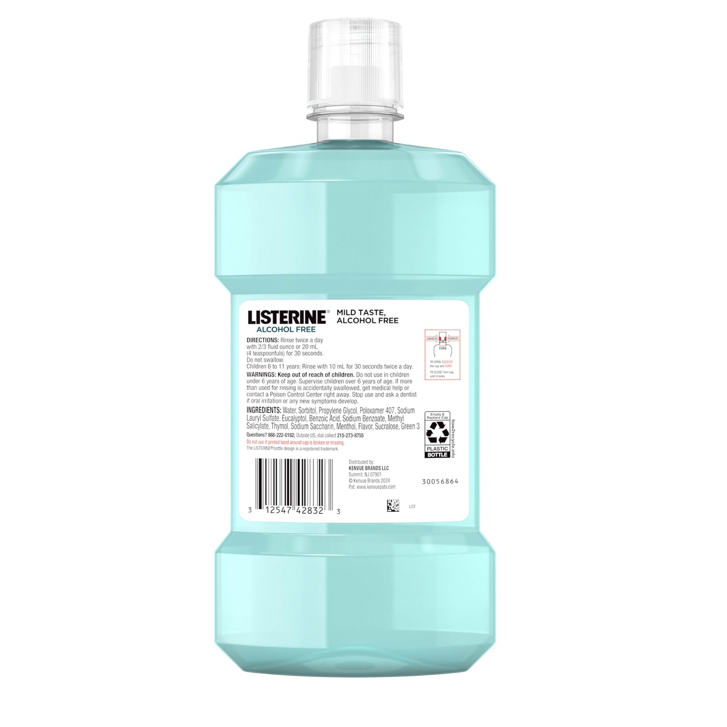 Listerine Cool Mint Alcohol-Free Mouthwash – 500 mL, 6 Pack