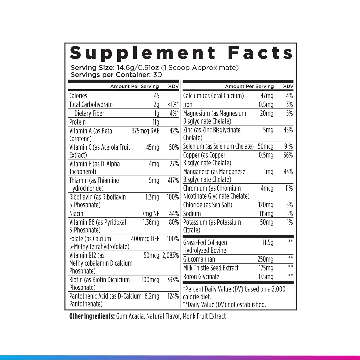 Livingood Daily Collagen Powder Vanilla – Grass-Fed, Vitamin C & Multivitamins, Gluten Free, 30 Servings
