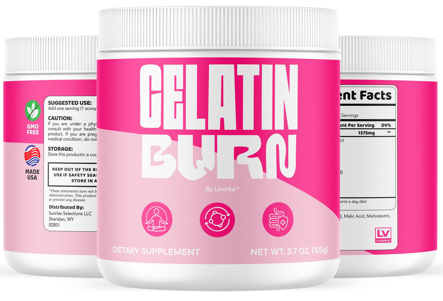 LIVORKA GelatinBurn Powder (2 Pack) – Premium Natural Wellness Formula, 120 Servings