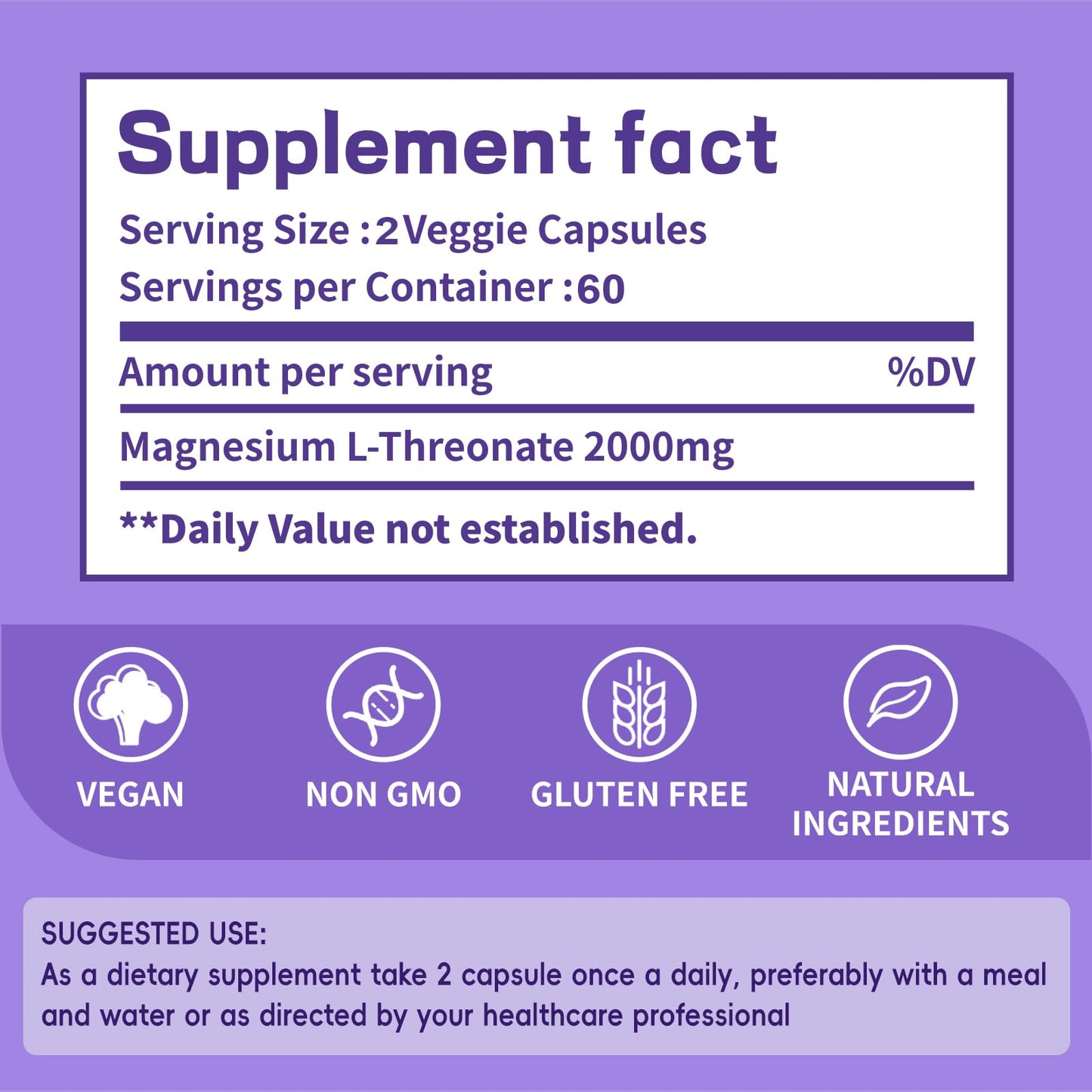 Magnesium L-Threonate Sleep Capsule 2000mg – 60-Day Neuro Health Support