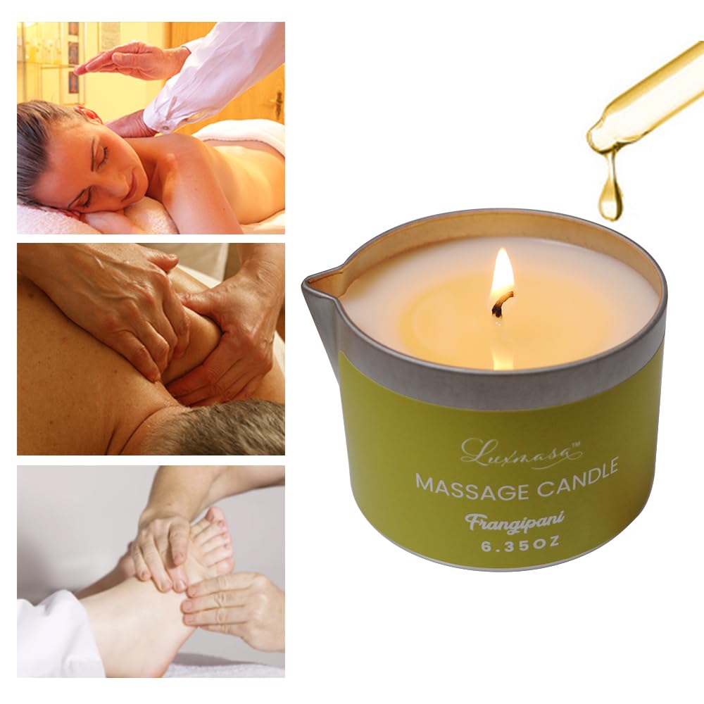 Massage Candle for Body Treatment with Jojoba Oil – Frangipani 6.35 oz