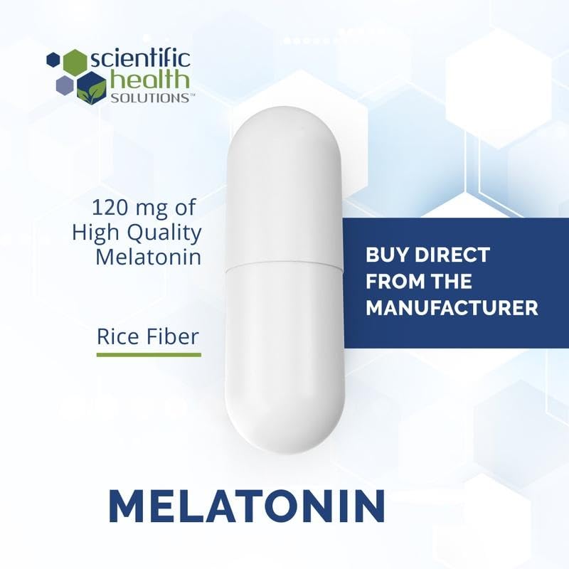 Scientific Health Solutions Melatonin 120mg | Single-Dose Melatonin in Easy-to-Swallow Capsules | Vegan, Non-GMO & Gluten-Free | US-Made Extra Strength Melatonin (6-Pack)