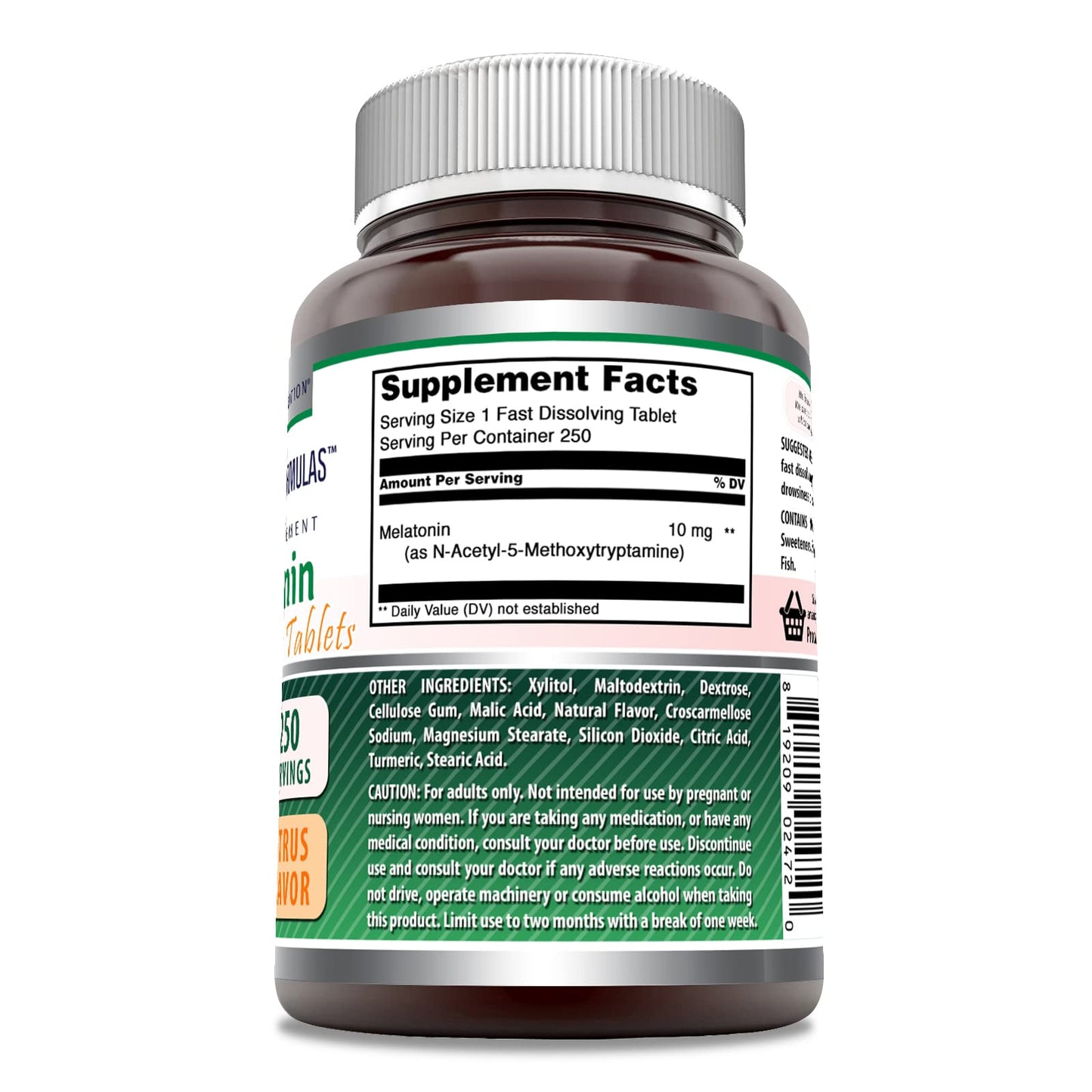 Amazing Formulas Melatonin Fast Dissolve 10 Mg 250 Tablets | Citrus Flavor | Non-GMO | Gluten Free | Made in USA