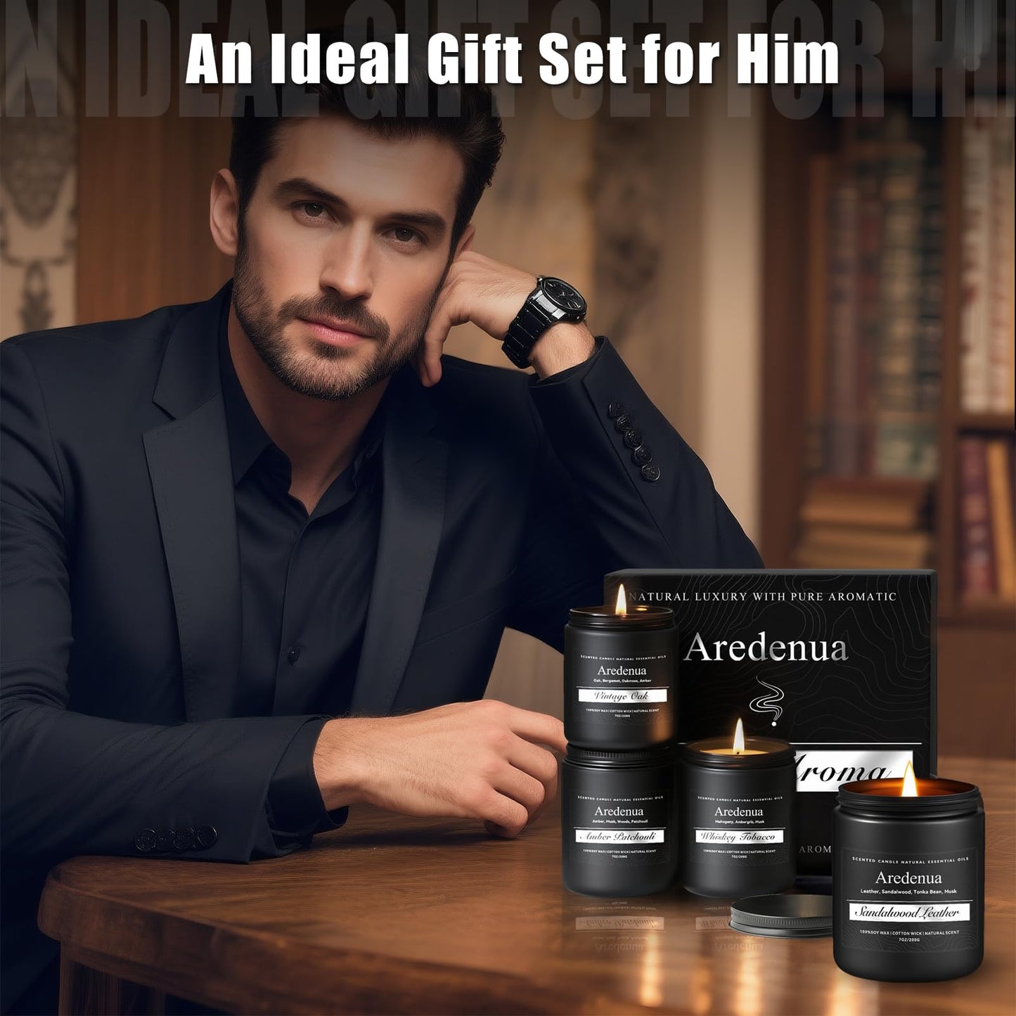 Mens Candle Set β 4 Pack Soy Candles for Men | Masculine Gift Set