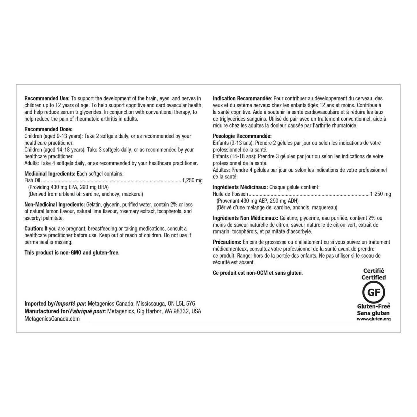 Metagenics OmegaGenics Fish Oil 720 mg EPA-DHA | High Potency Omega-3, Purity-Tested & Sustainably Sourced | 120 Softgels