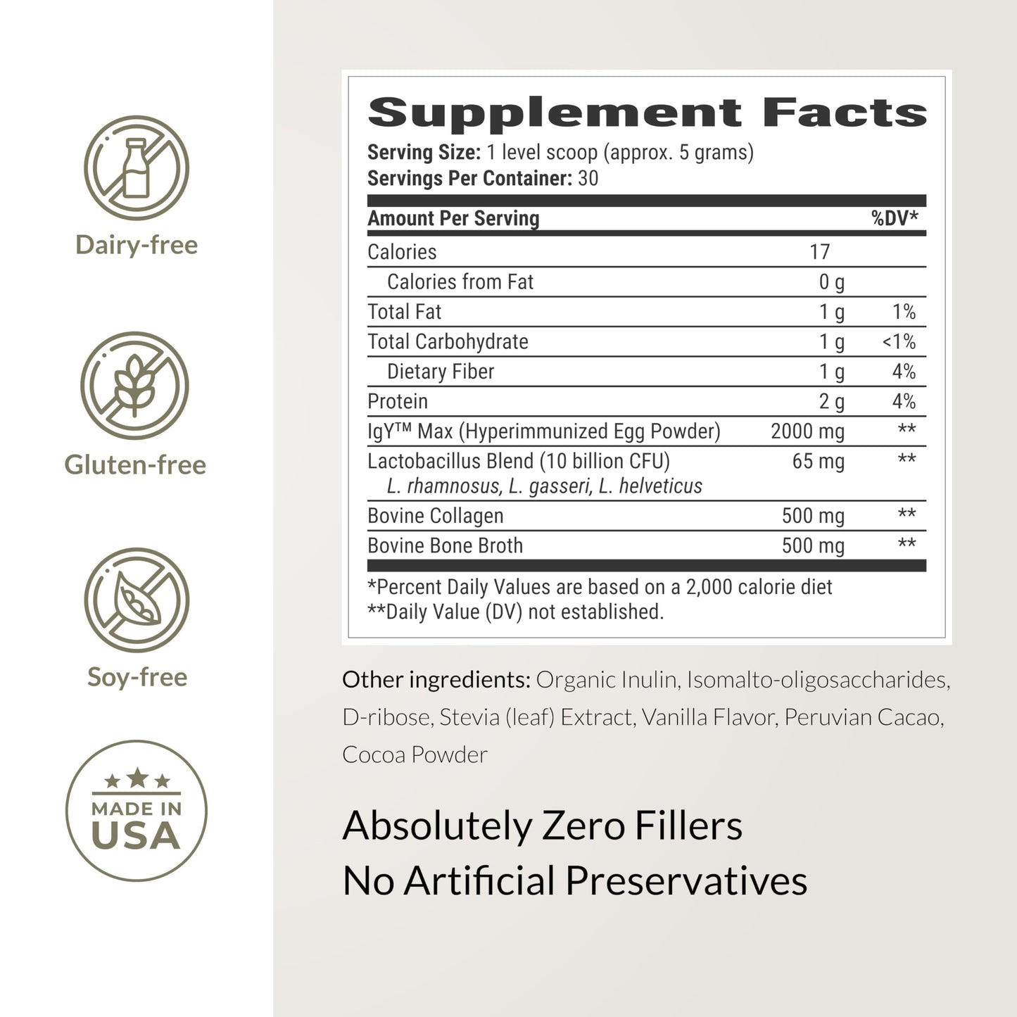 Microbiome Breakthrough Gut Support Powder – Chocolate Flavor | Probiotics, Bone Broth & Collagen (30 Servings)