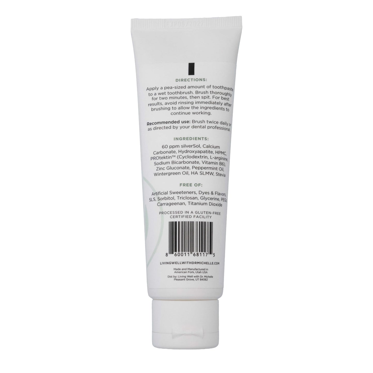 Hydroxyapatite Toothpaste – Fluoride-Free Remineralizing Formula with PROtektin – Mint, 4 oz