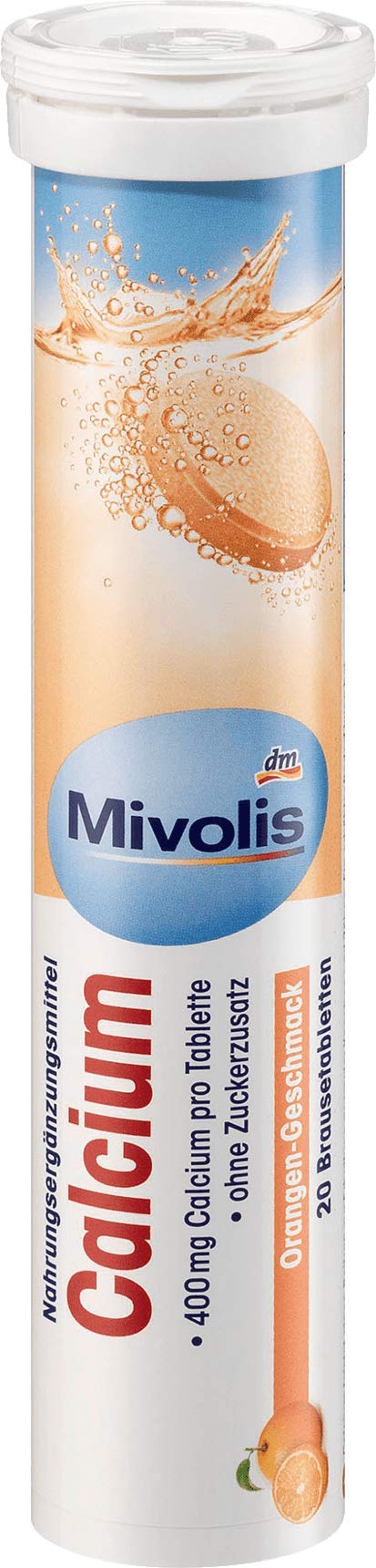 Mivolis Calcium Effervescent Tablets - 8 Tubes x 20 Pcs | Dietary Supplements Germany