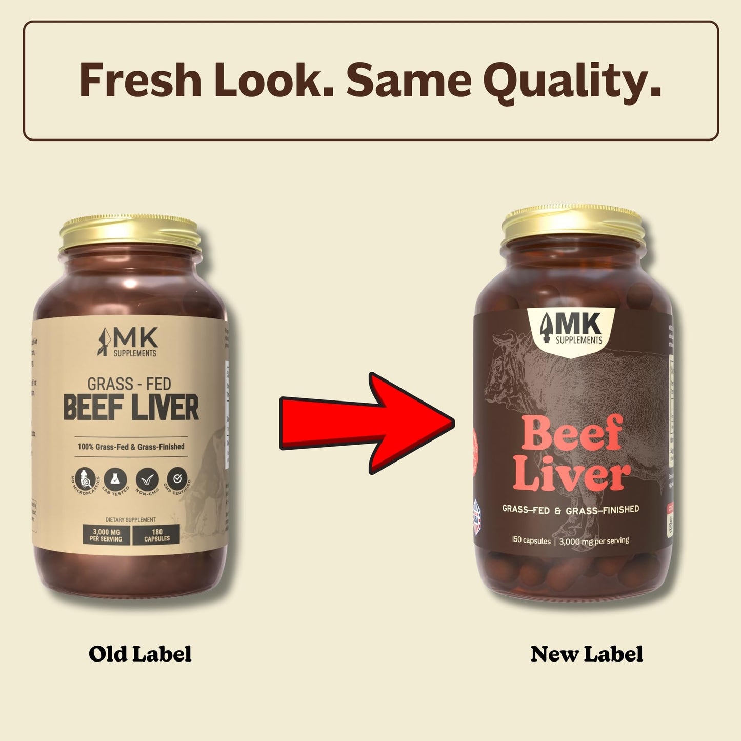 MK Supplements Grass Fed Beef Liver Supplement – Energy, Digestion & Immunity – Non-GMO, Freeze-Dried, 30 Servings