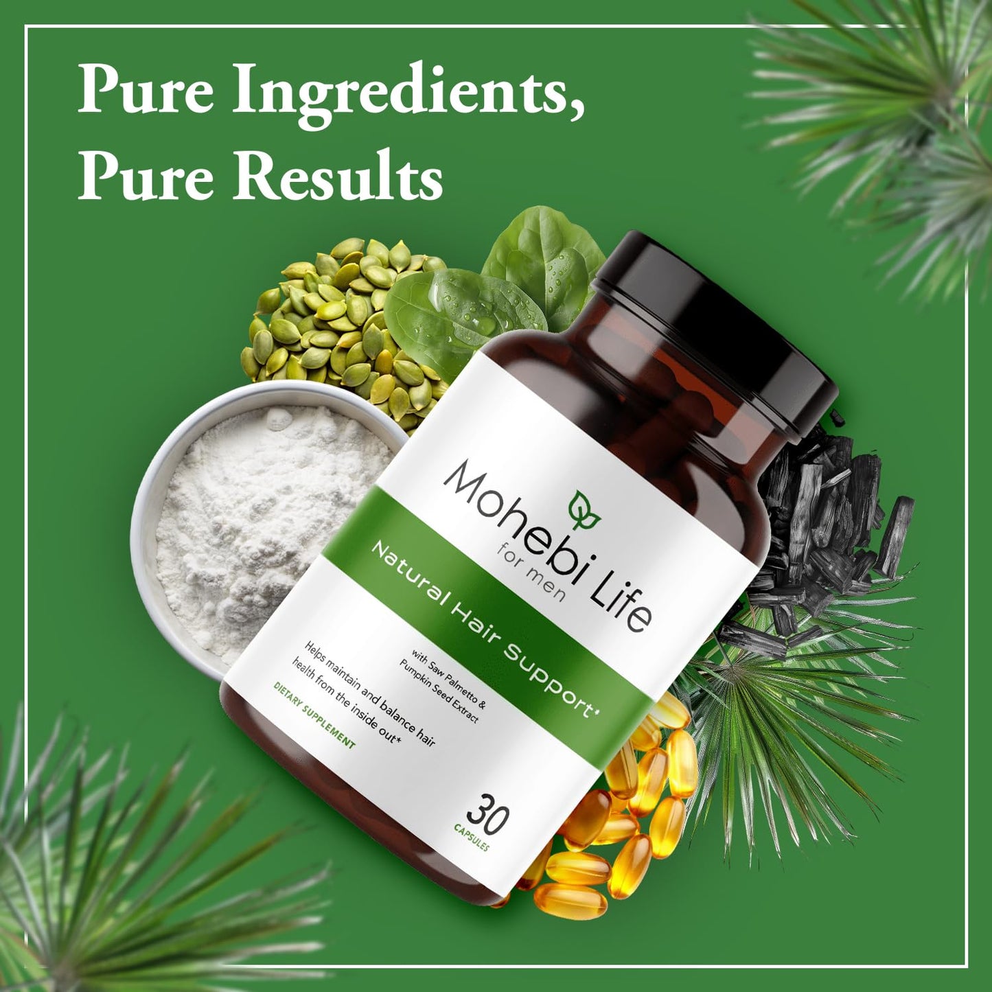 Mohebi Life Hair Growth Supplement for Men – Saw Palmetto, Pumpkin Seed Oil, Biotin | 30 Capsules