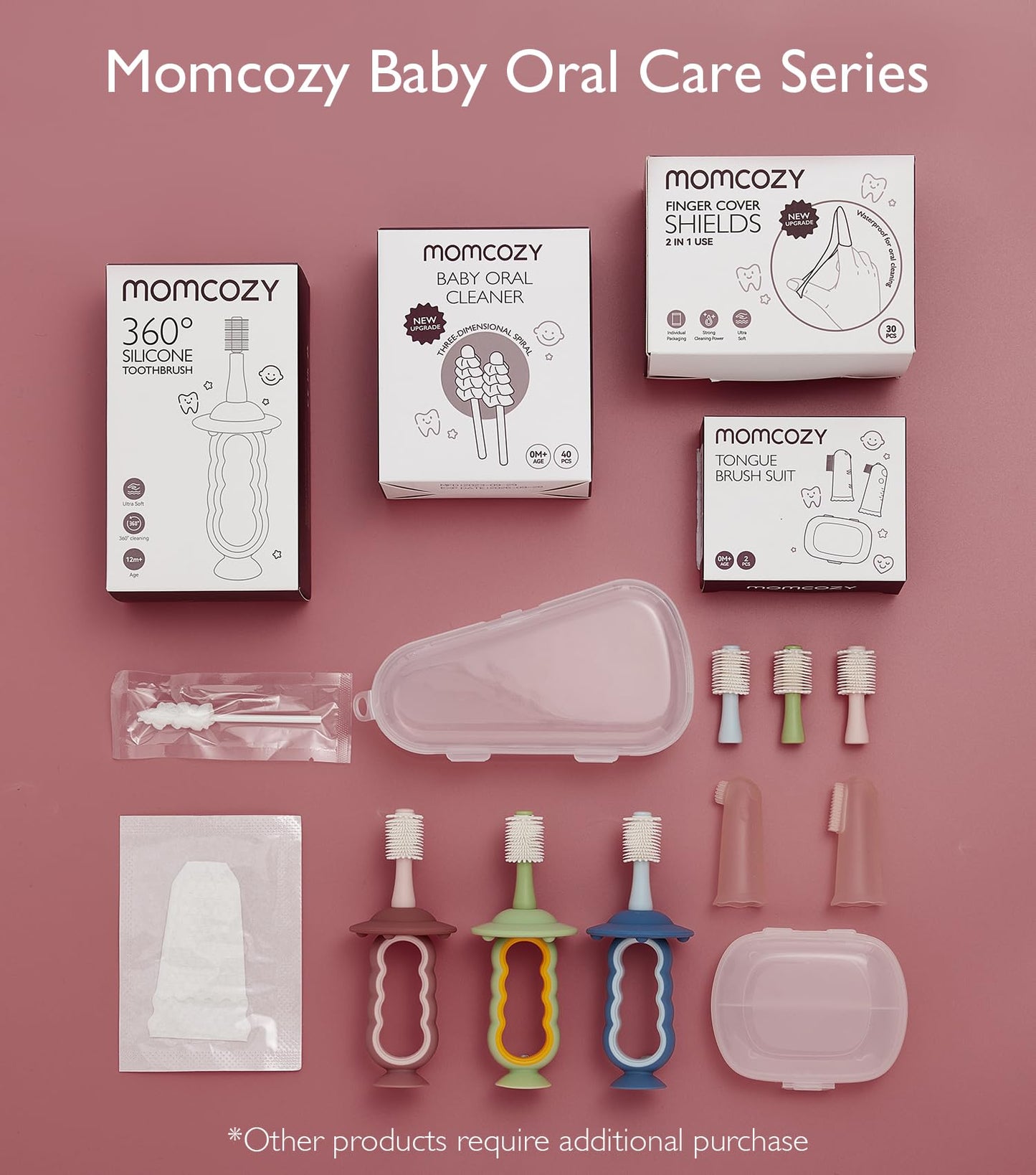 Momcozy Silicone Finger Toothbrush for Baby – 2 Pack Teething & Training