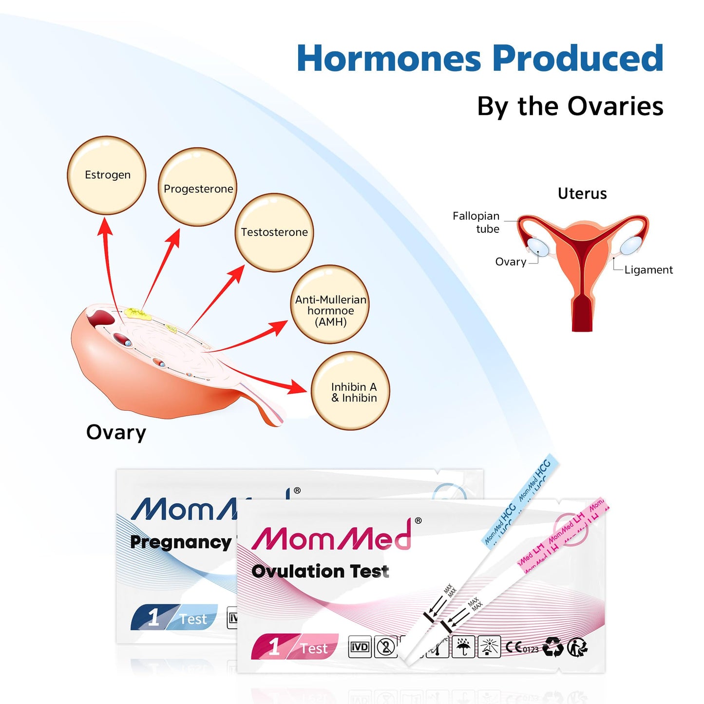 MomMed Ovulation Predictor Kit (HCG25-LH100) – 25 Pregnancy Tests & 100 Ovulation Tests