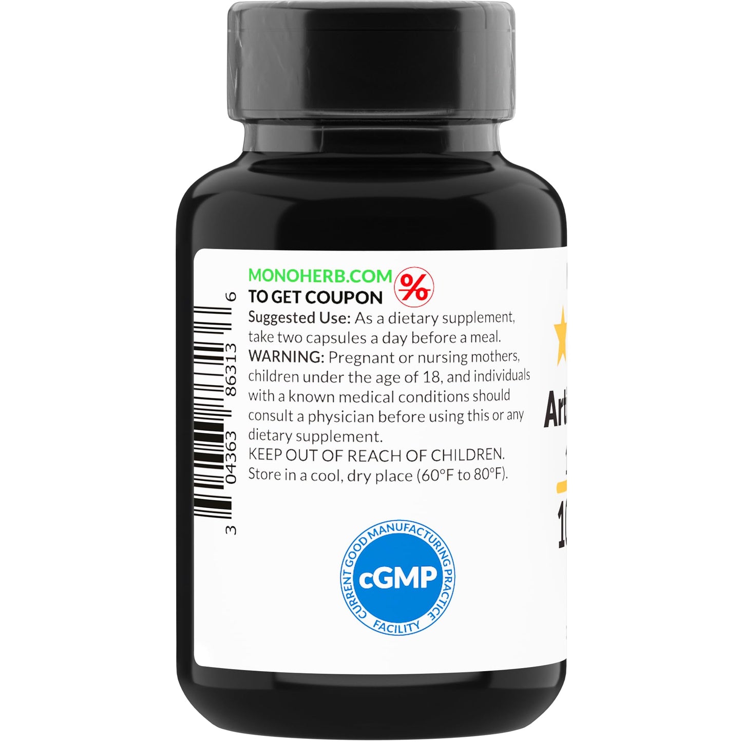 MONOHERB Artichoke Leaf Extract 1000 mg - 90 Vegetarian Capsules