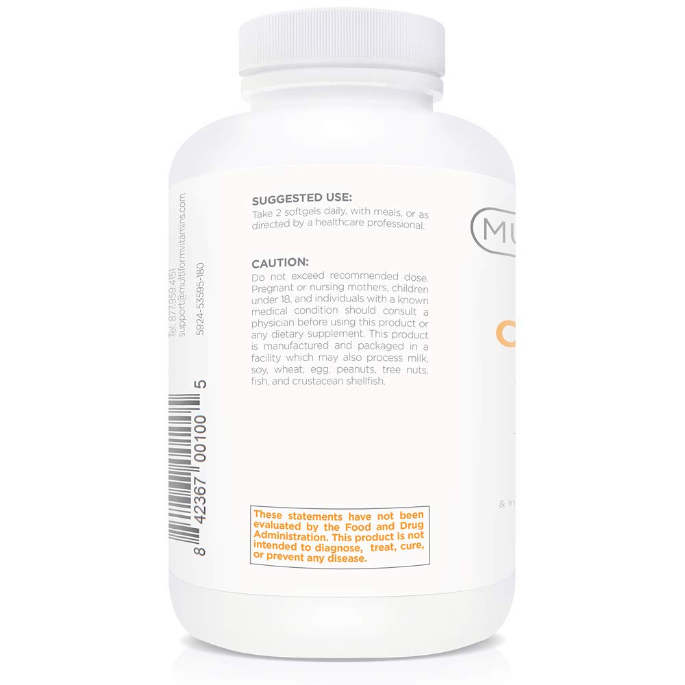 Multiform Omega-3 Fish Oil 2000mg - Burpless, Non-GMO, 180 Capsules