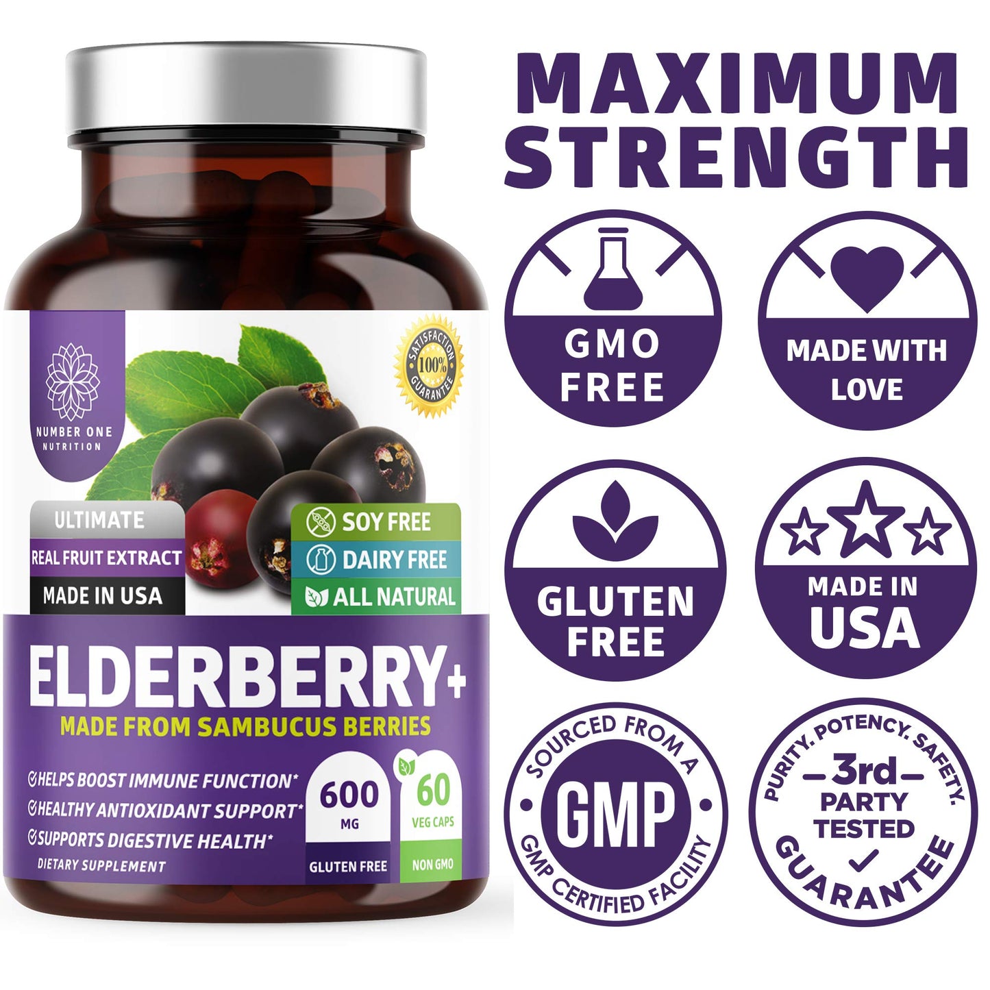 N1N Premium Black Elderberry Capsules for Adults – Max Strength Immunity
