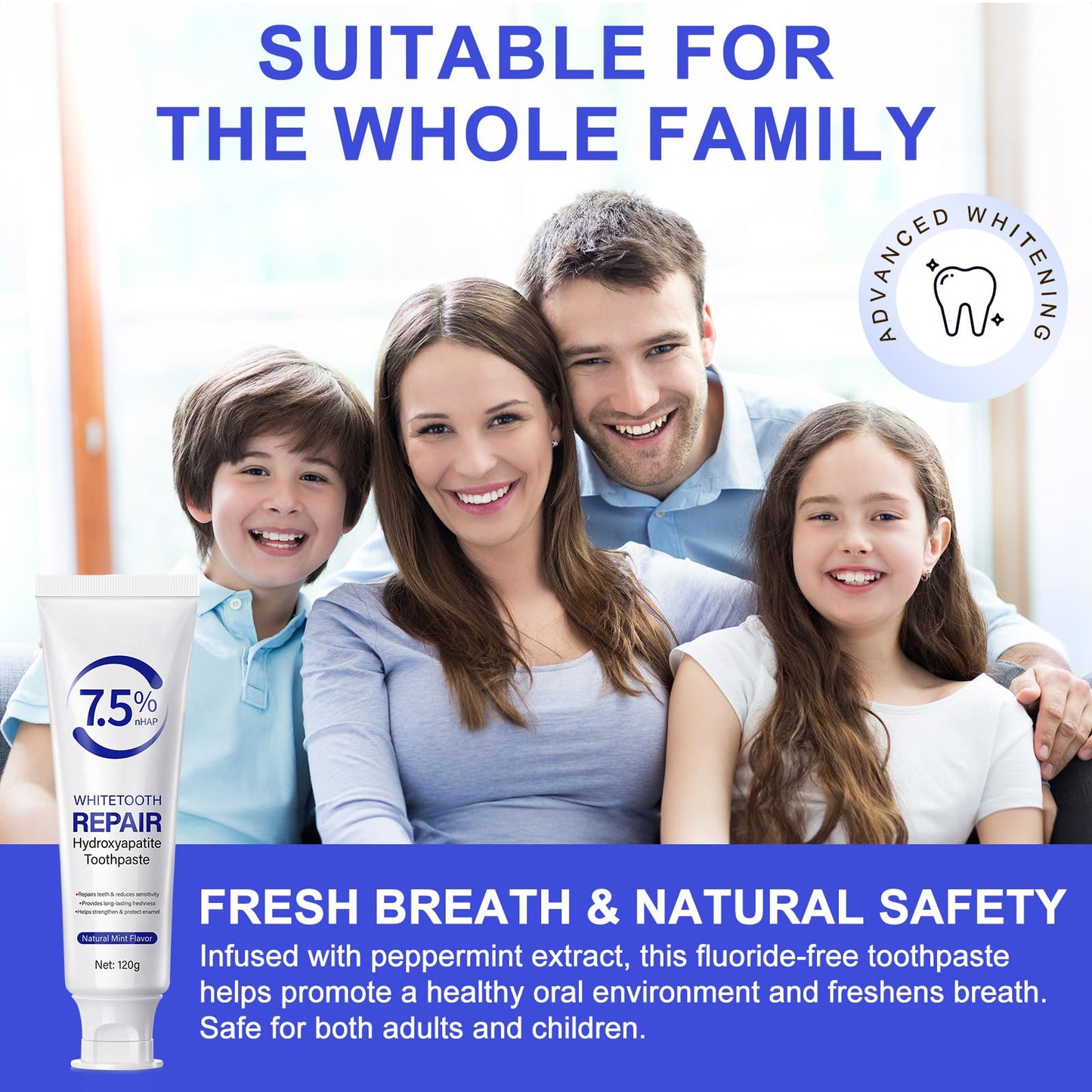Nano Hydroxyapatite Toothpaste 7.5% – Enamel Protection, Fluoride-Free (2-Pack)
