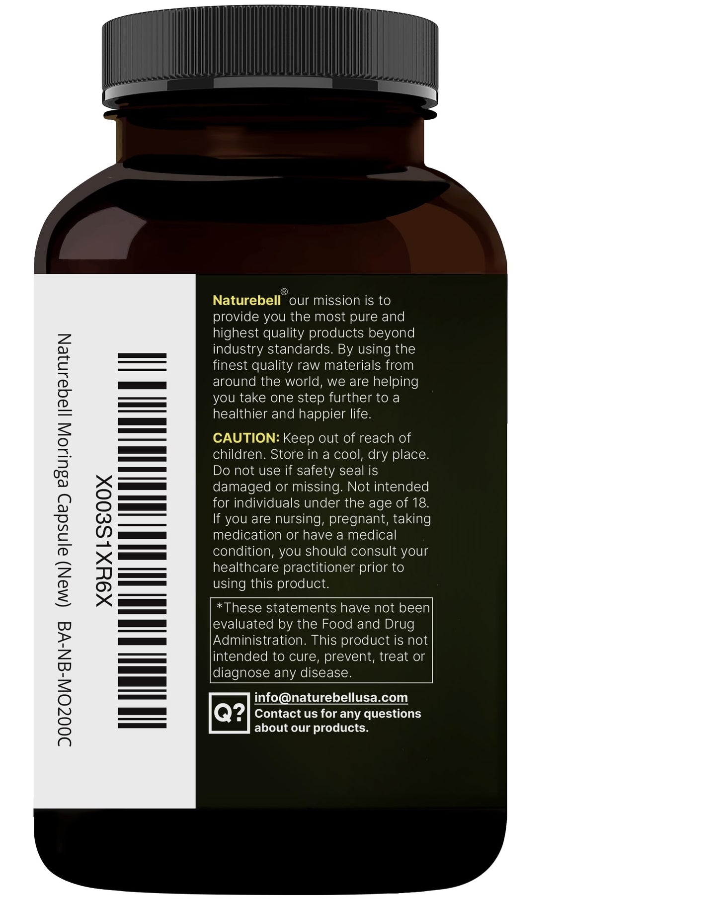 NatureBell Pure Moringa Capsules – 8,000mg per Serving, 2-Pack, Organic
