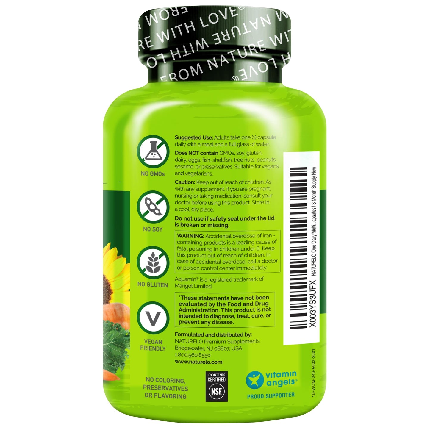 NATURELO One Daily Multivitamin for Women – 240 Ct | Vegan, Non-GMO, Gluten Free