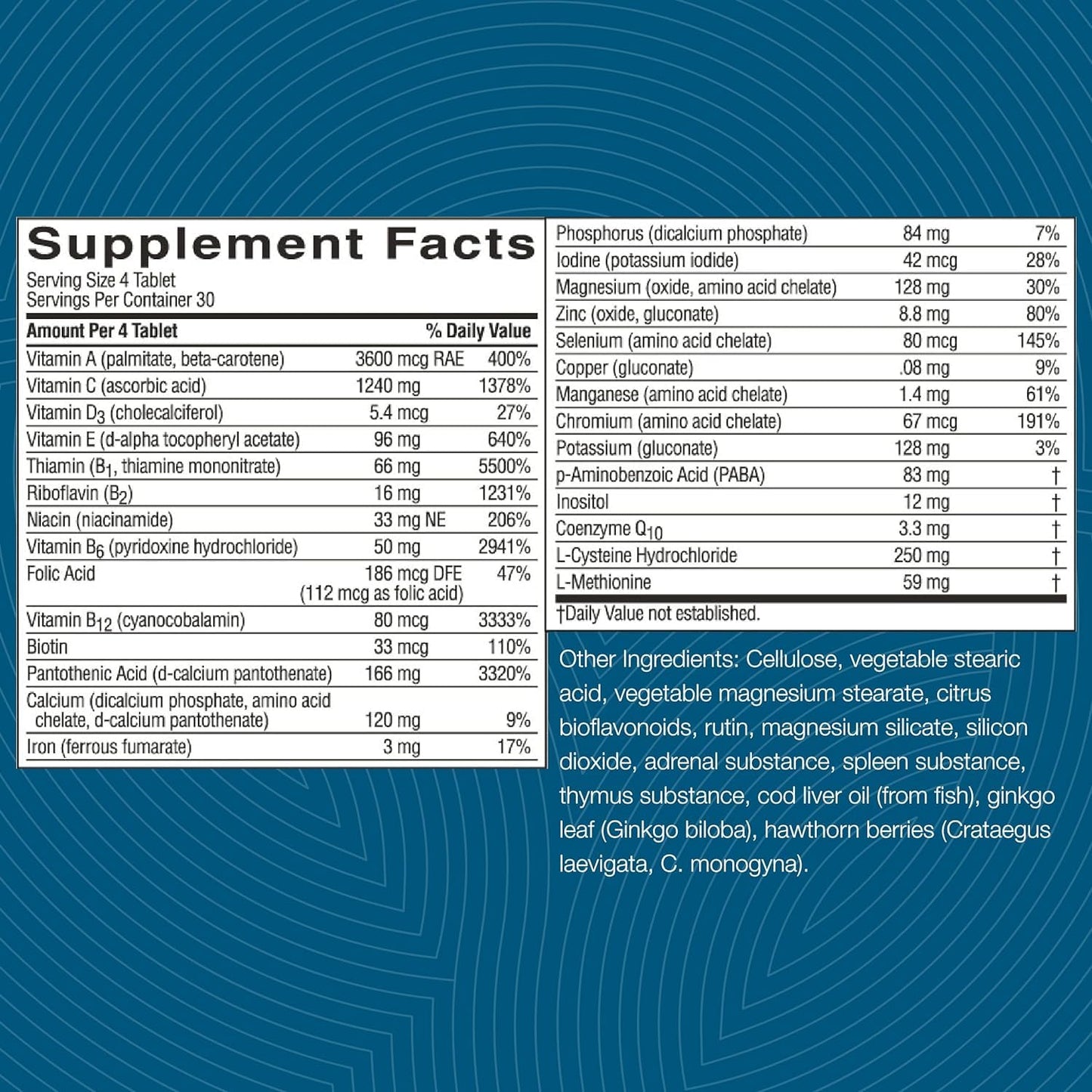 Nature's Sunshine Mega-Chel 120 Tablets – Complete Vitamin with Antioxidants, Herbs & Minerals for Circulatory Support