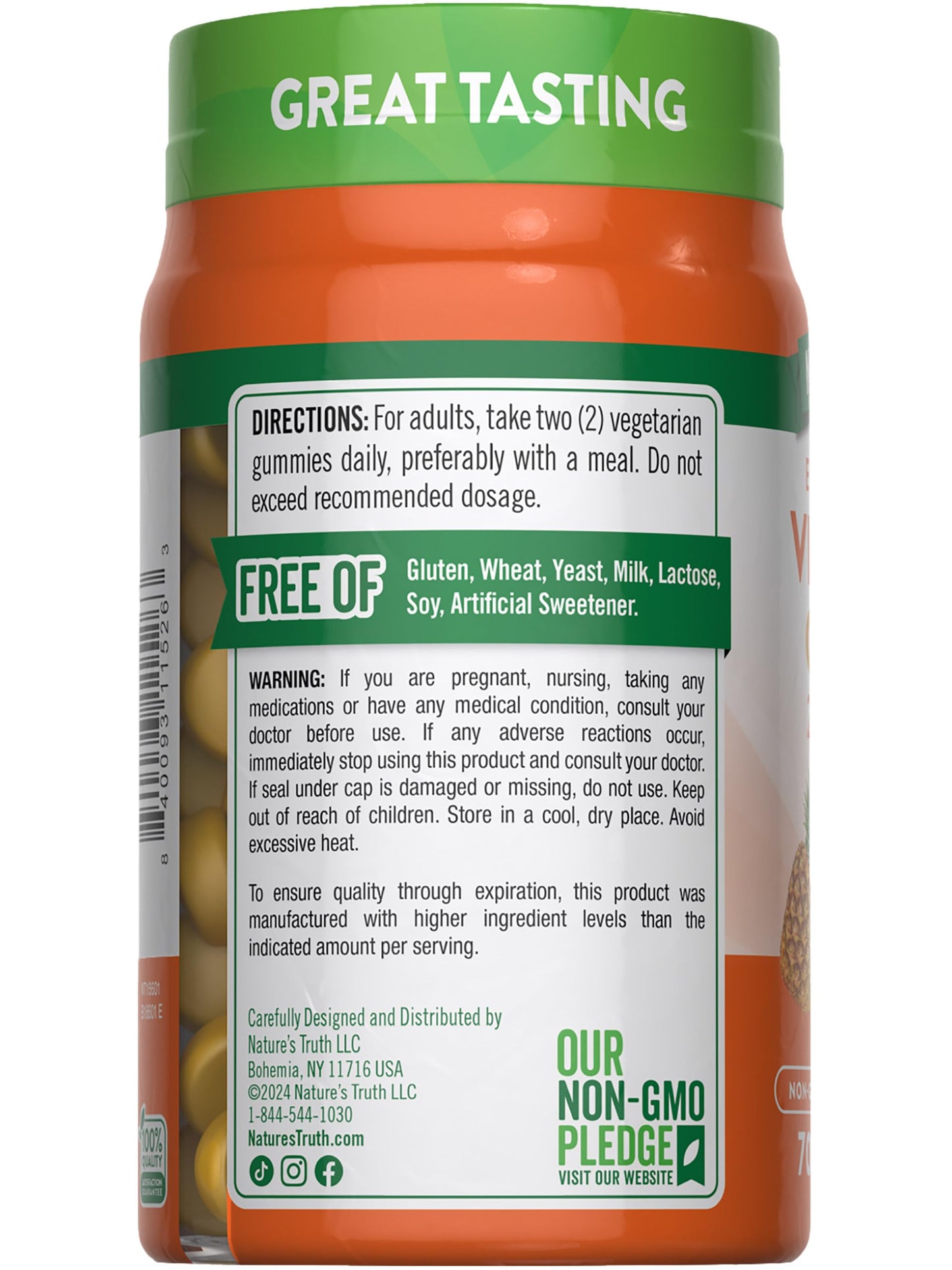 Nature's Truth Vitamin D3 Gummies 2000 IU – 70 Count, Pineapple Flavor, Vegetarian, Non-GMO, Gluten Free