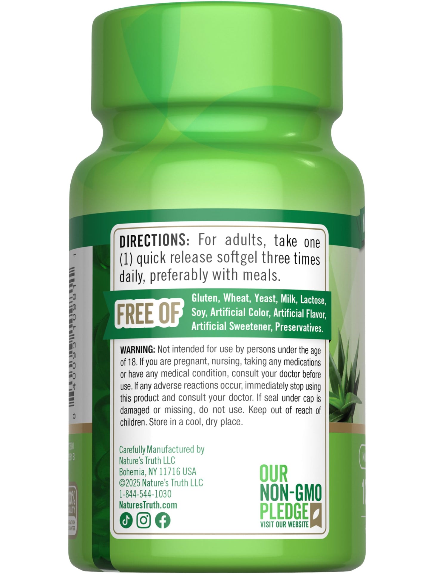 Nature's Truth Aloe Vera Softgels 5000 mg 100 Count | Non-GMO Gluten Free