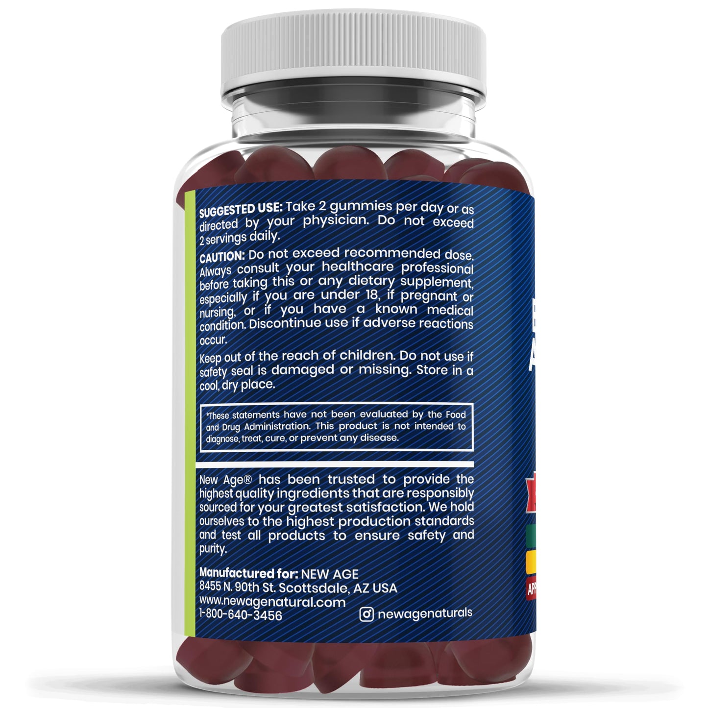NEW AGE Sea Moss Gummies 10-in-1 with Black Seed, Ashwagandha, Turmeric | Vegan 180 Count