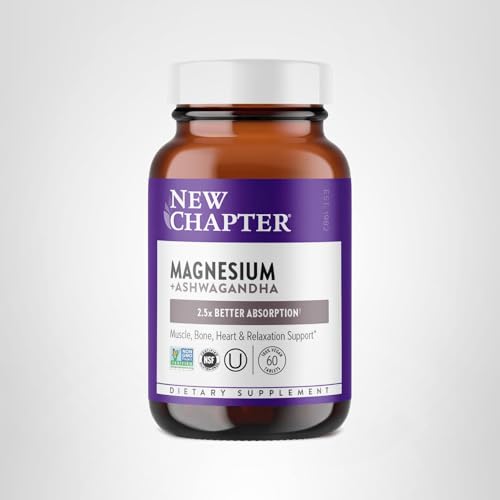 New Chapter Magnesium + Ashwagandha Supplement - 325 mg, 60 ct, 2-Month Supply | 2.5x Absorption
