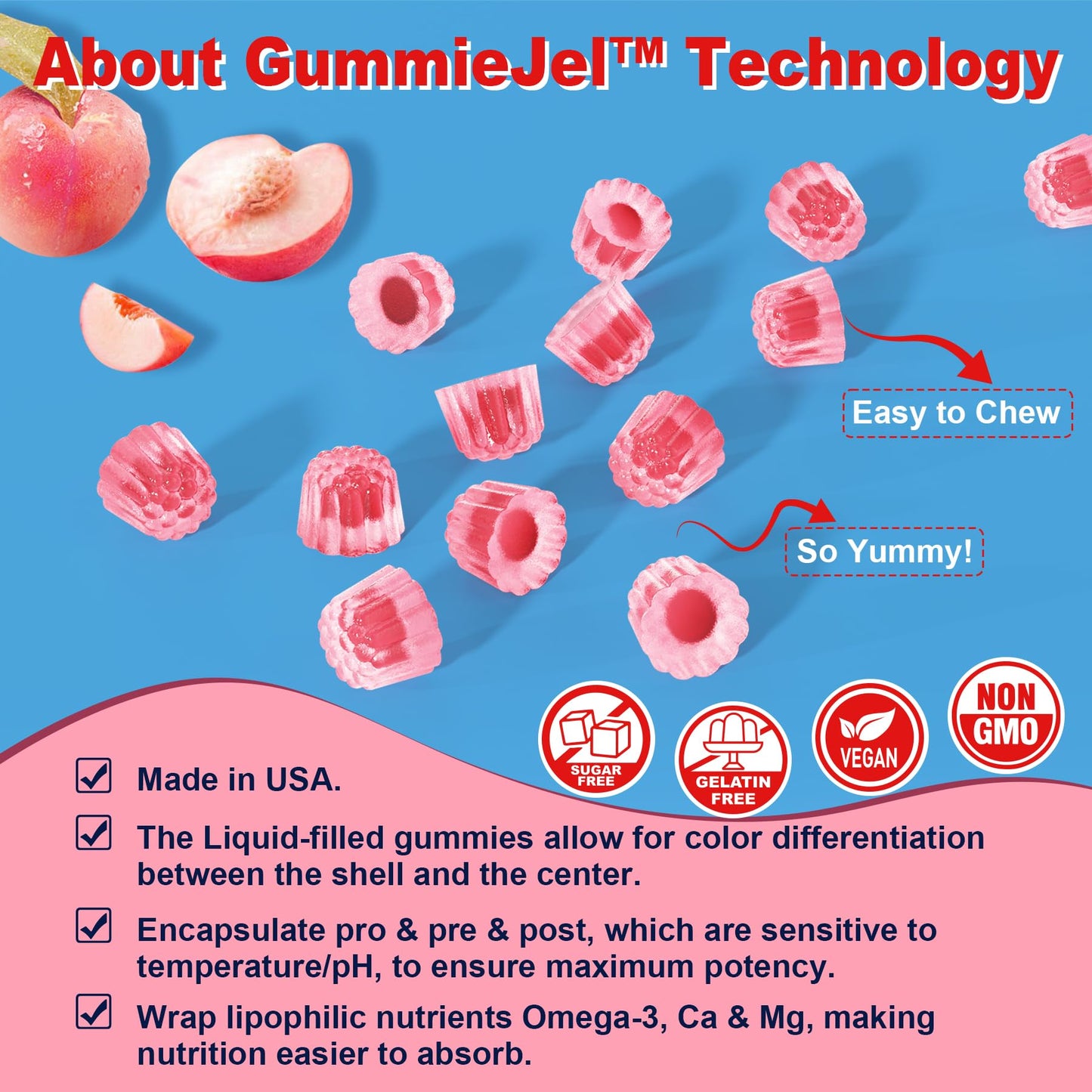 Nextdia Butyrate Gummies with Probiotics, Prebiotics & Omega-3 – Sugar Free