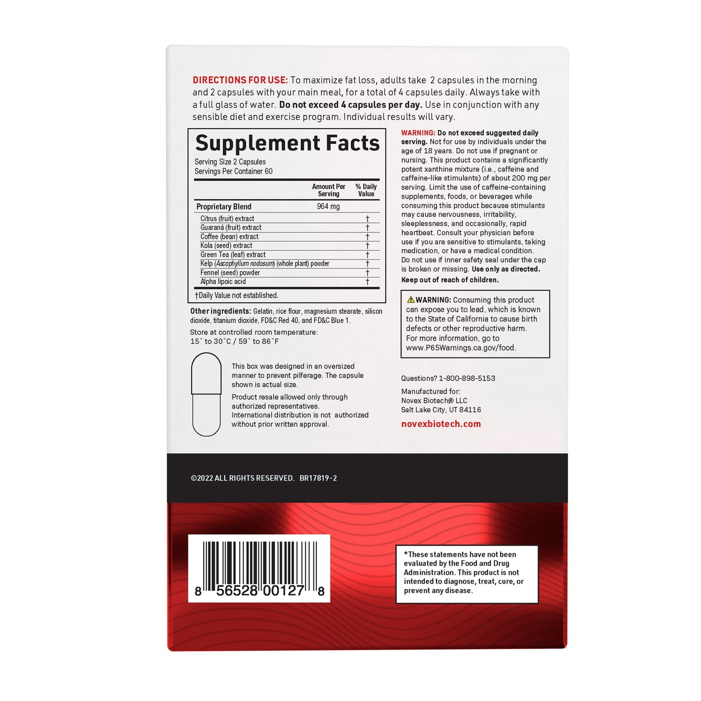 Novex Biotech ThermoDyne – Thermogenic Fat Burner for Men | 120 Count