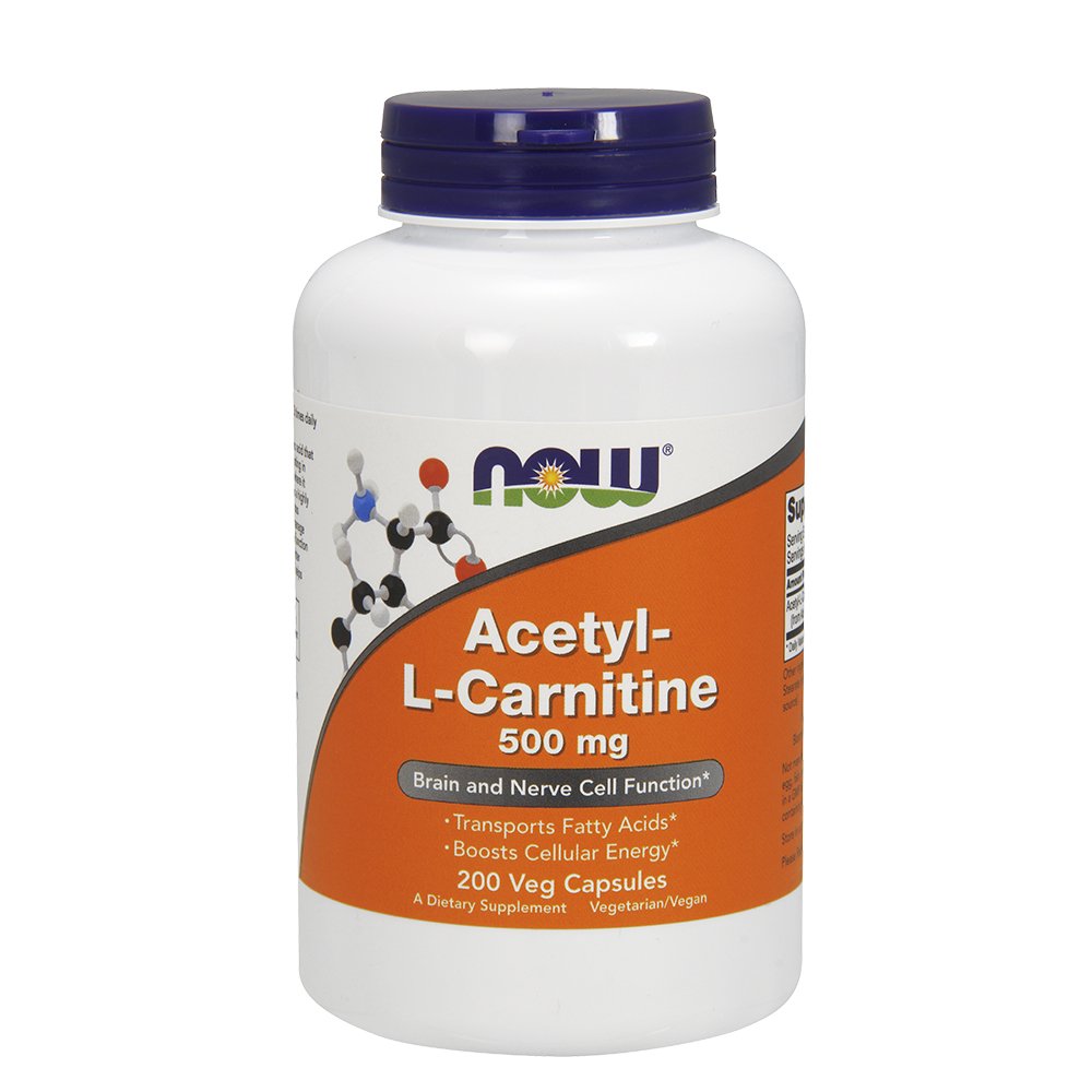 NOW Foods Acetyl L-Carnitine 500mg – 200 Vcaps Pack of 2 | Cognitive Support & Cellular Energy