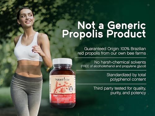 NaturaNectar Red Bee Propolis Capsules – NSF Certified, Gluten-Free (60pcs)