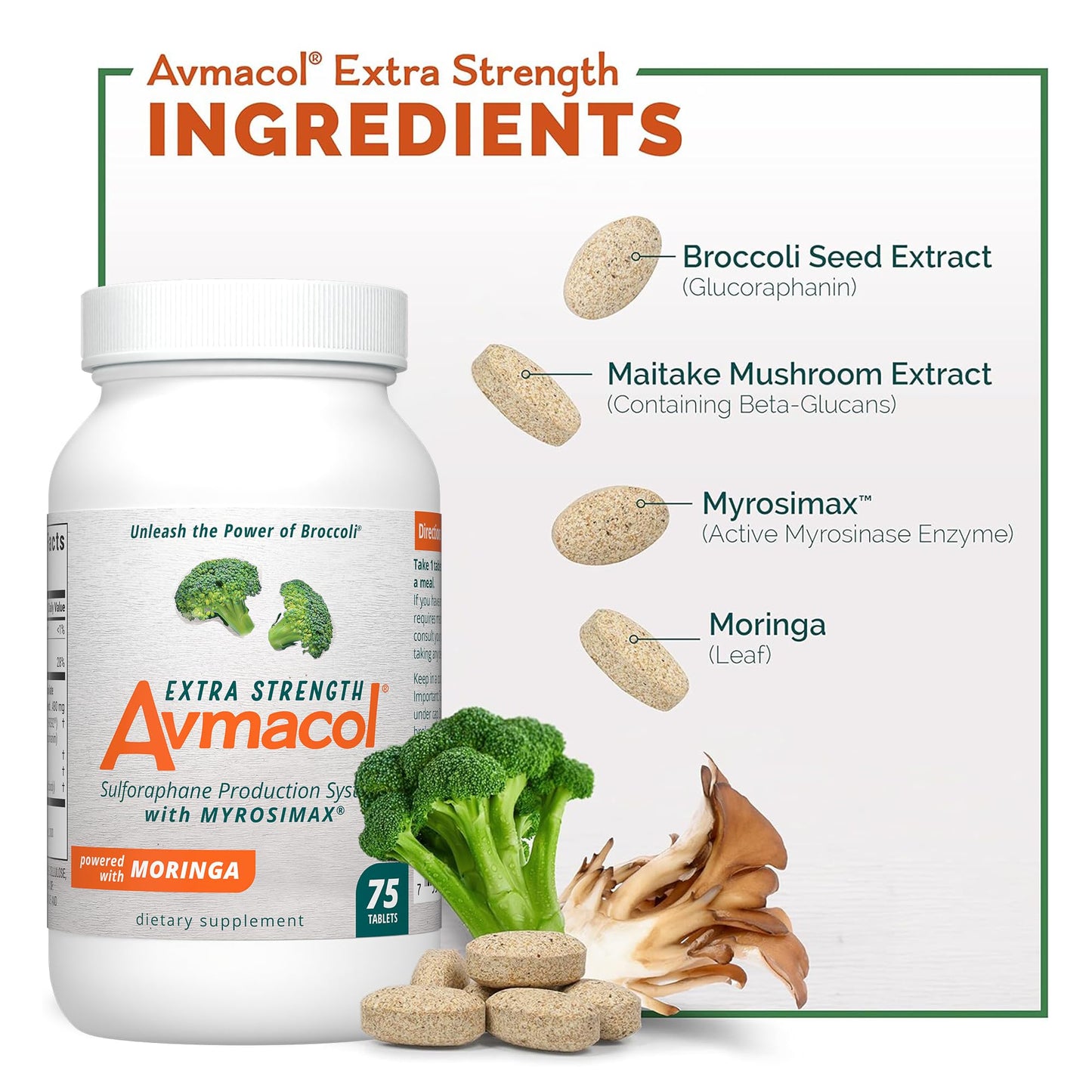 Nutramax Avmacol Extra Strength – #1 Researched Sulforaphane-Producing Detox & Immune Support (75 Tablets)