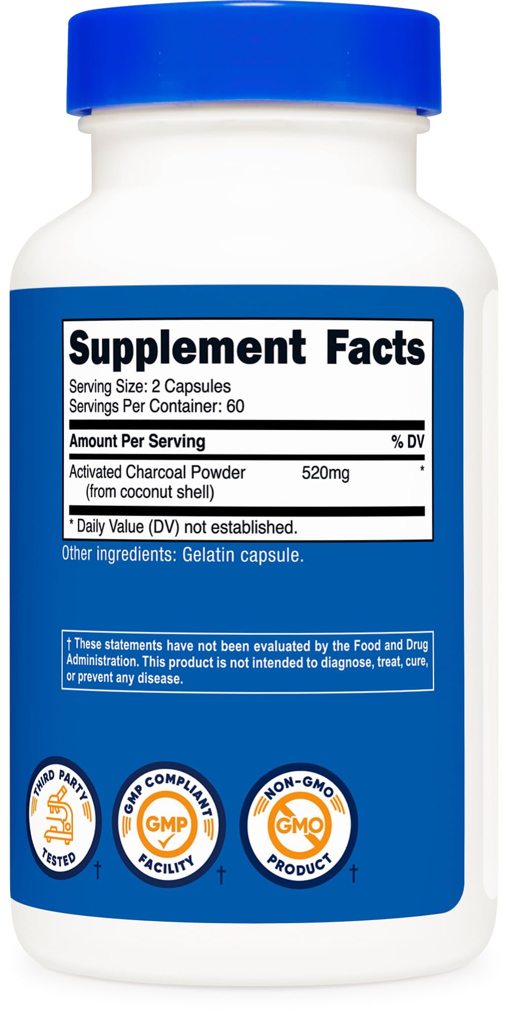 Nutricost Activated Charcoal 520mg | 120 Capsules – Non-GMO & Gluten Free