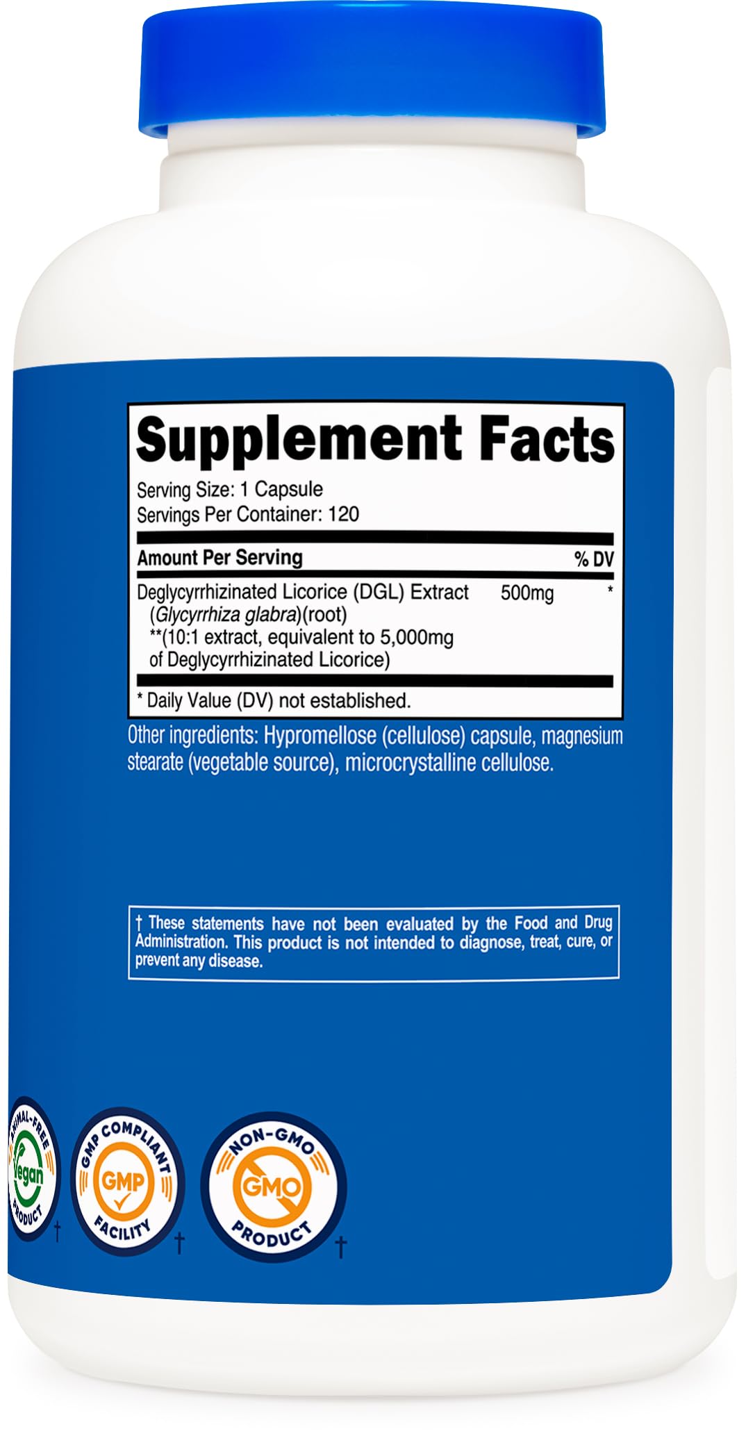 Nutricost DGL Deglycyrrhizinated Licorice Extract Capsules (500mg Extract, 120 Servings) - Non-GMO, Vegan
