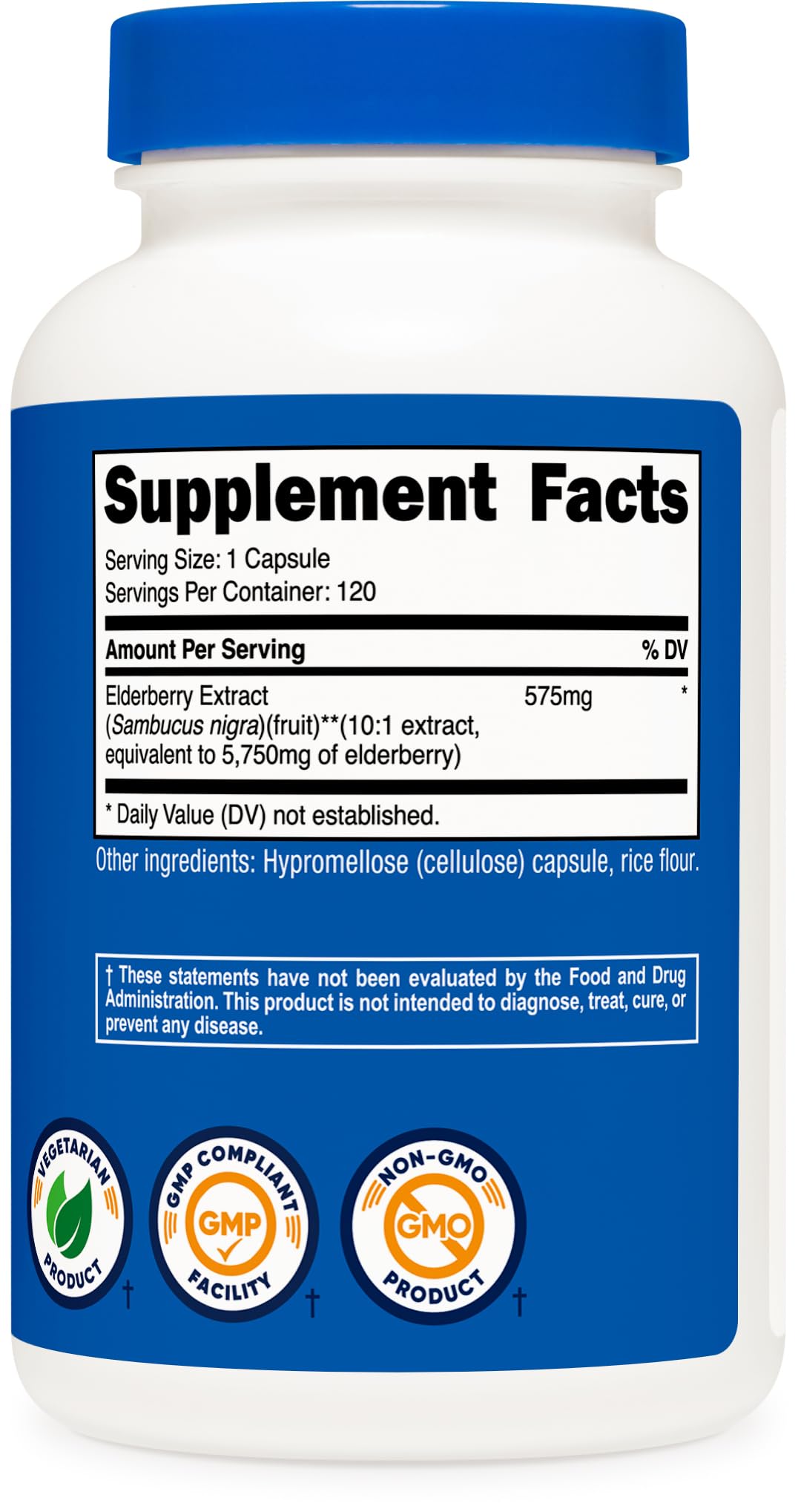 Nutricost Elderberry Capsules 575mg – 120 Servings, Gluten-Free & Non-GMO