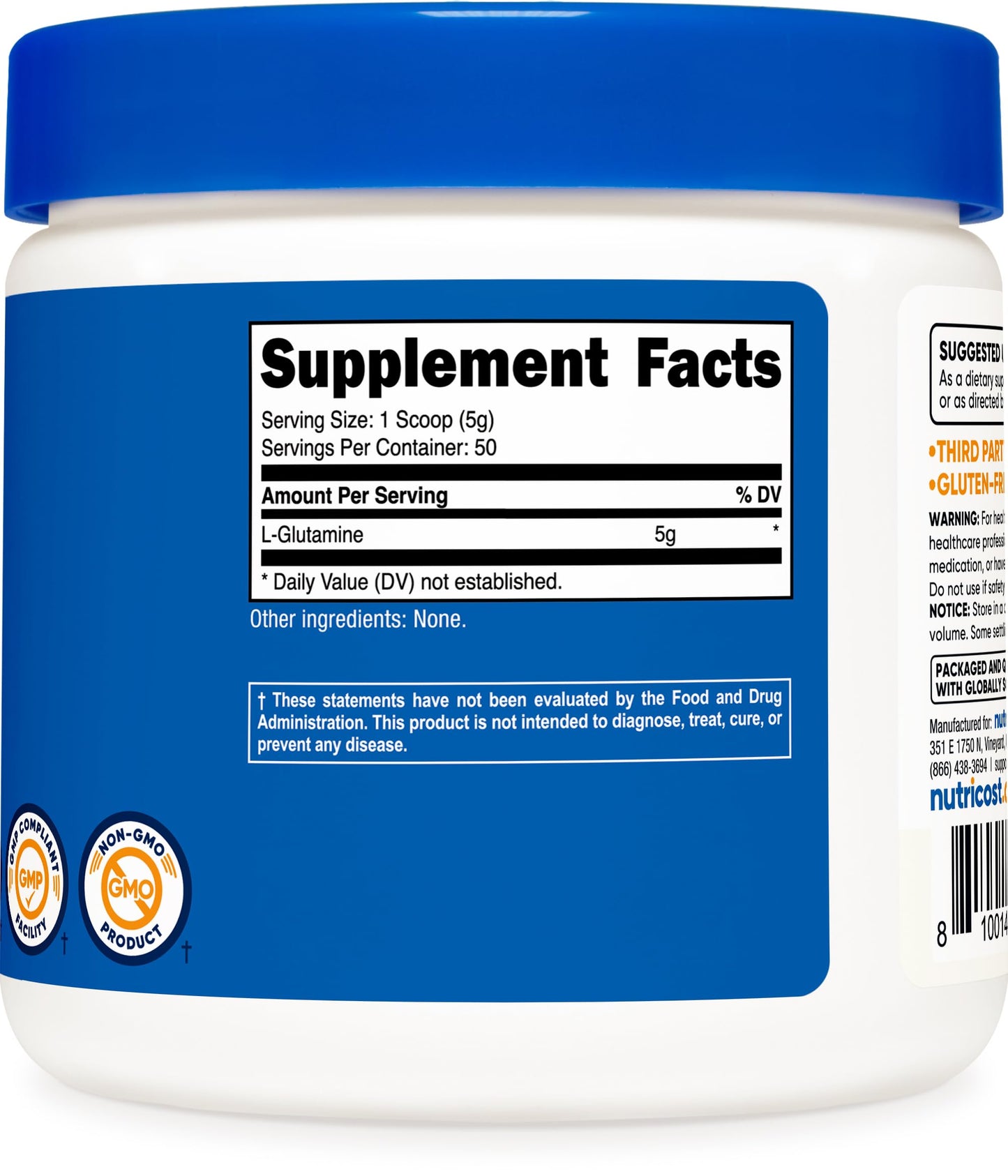 Nutricost L-Glutamine Powder 250 Grams – 50 Servings, Vegan & Gluten Free