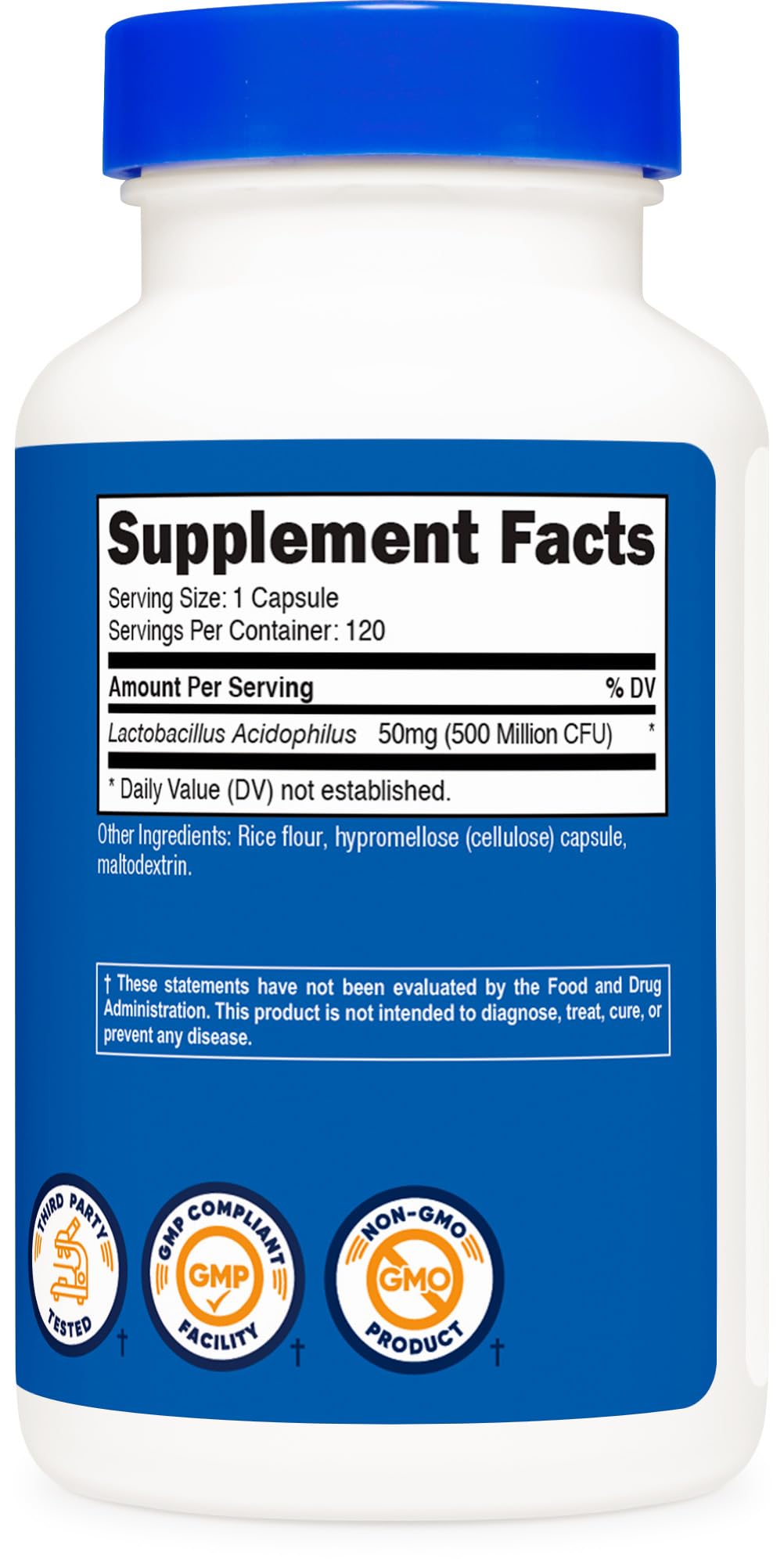 Nutricost Lactobacillus Acidophilus 500 Million CFU – 120 Capsules