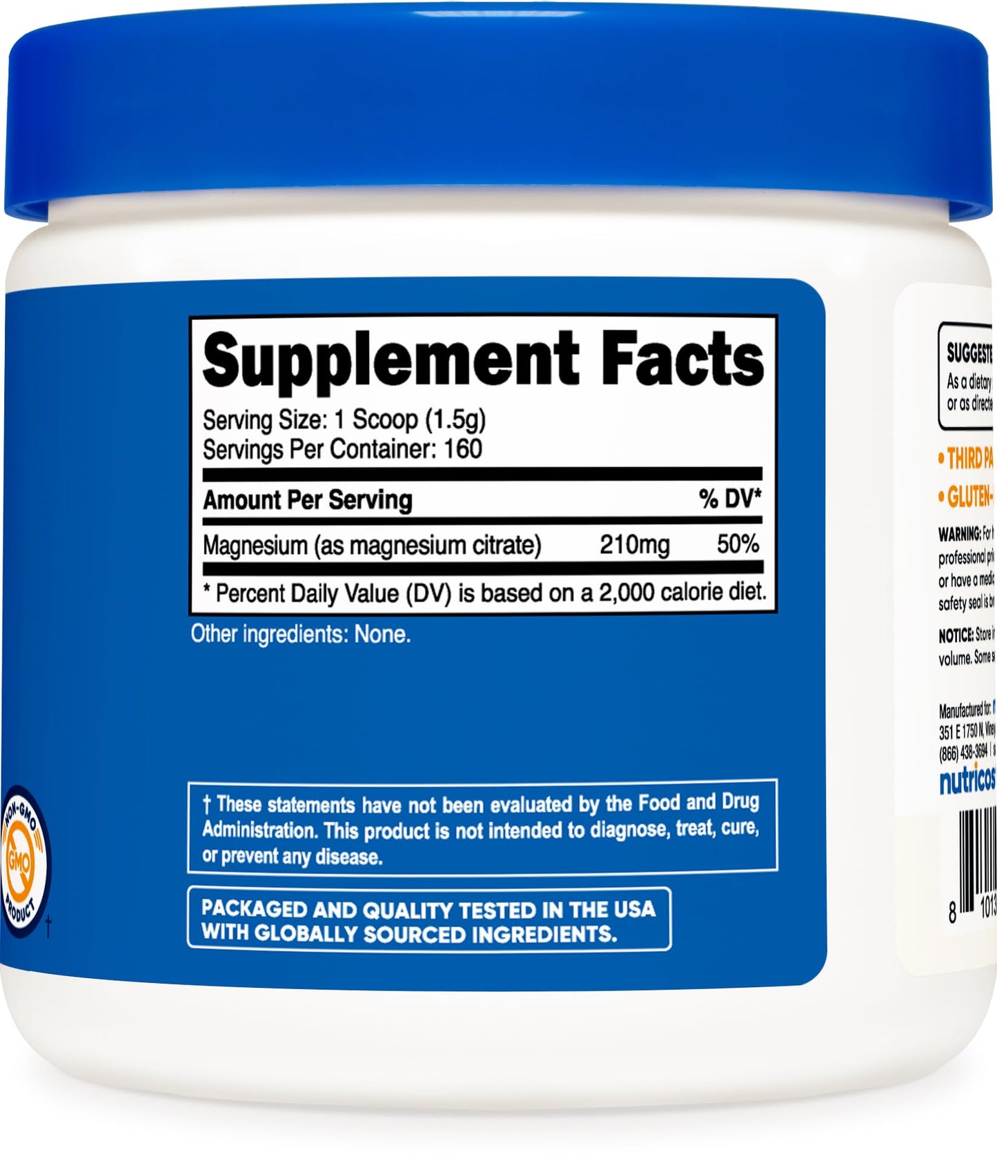 Nutricost Magnesium Citrate Powder (Unflavored, 250 Gram) - 250G, Non-GMO & Gluten Free, Made in USA