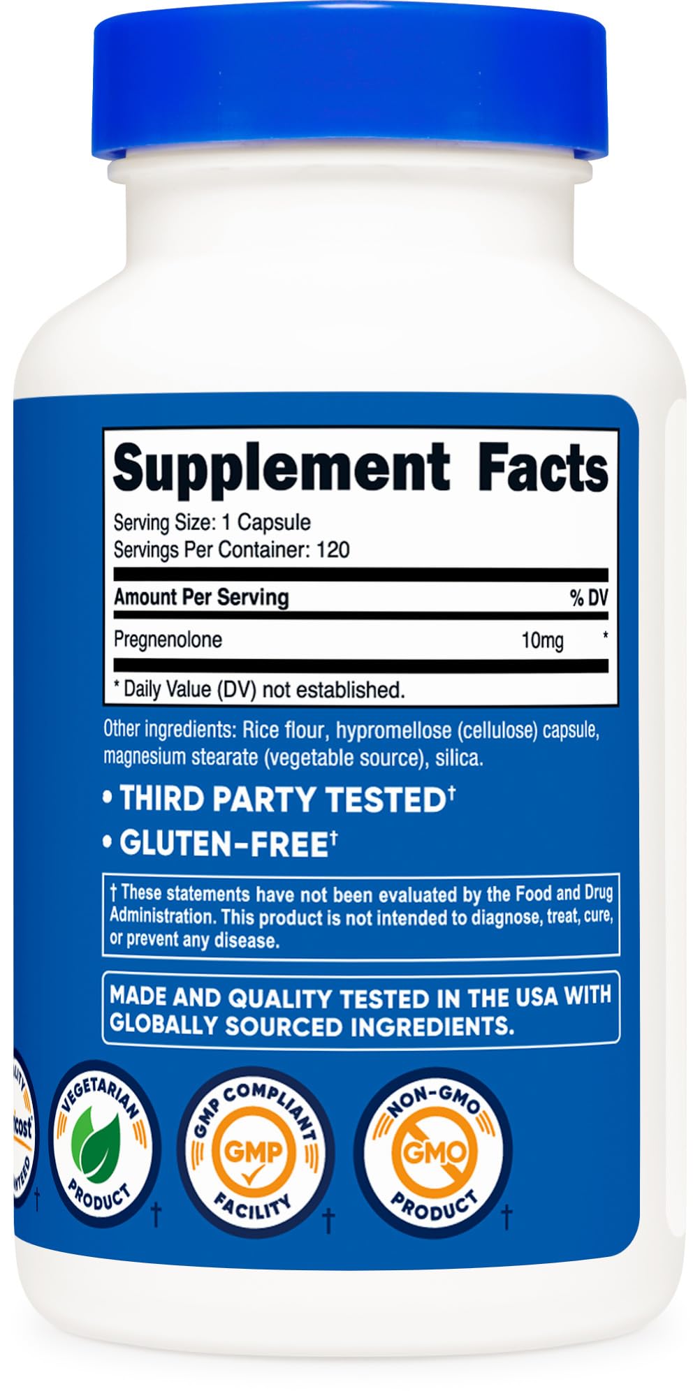 Nutricost Pregnenolone 10mg, 120 Capsules – Non-GMO, Gluten Free, Vegetarian Capsules