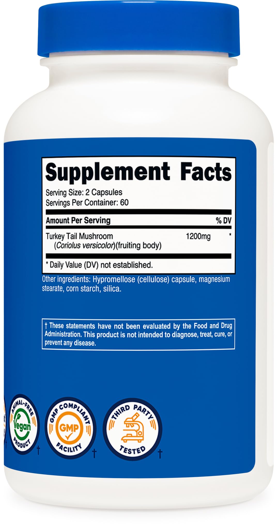 Nutricost Turkey Tail Mushroom Capsules 1200mg | 60 Servings | Gluten Free, Non-GMO
