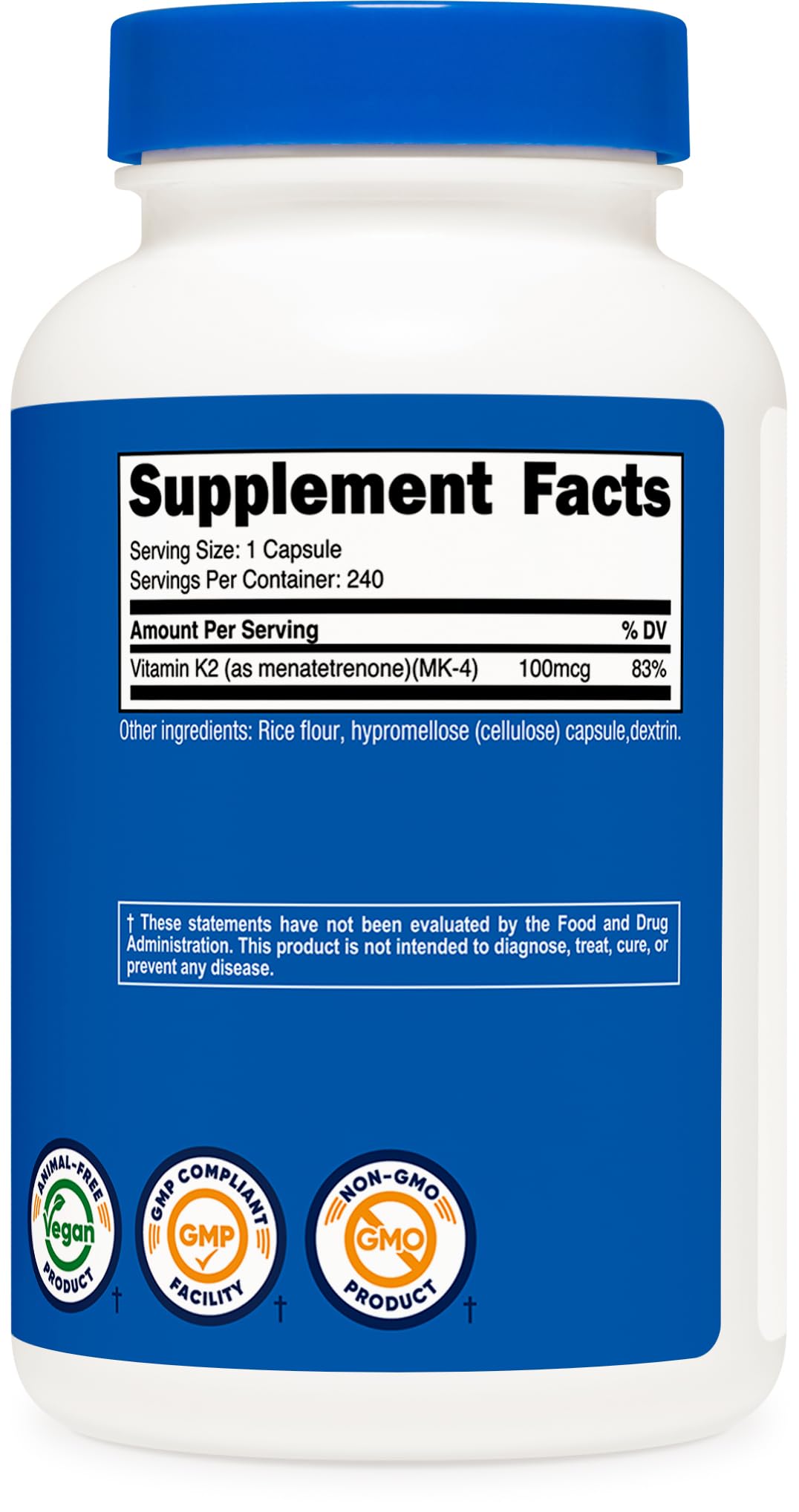 Nutricost Vitamin K2 MK-4 240 Capsules - 100 mcg, Gluten Free & Non-GMO
