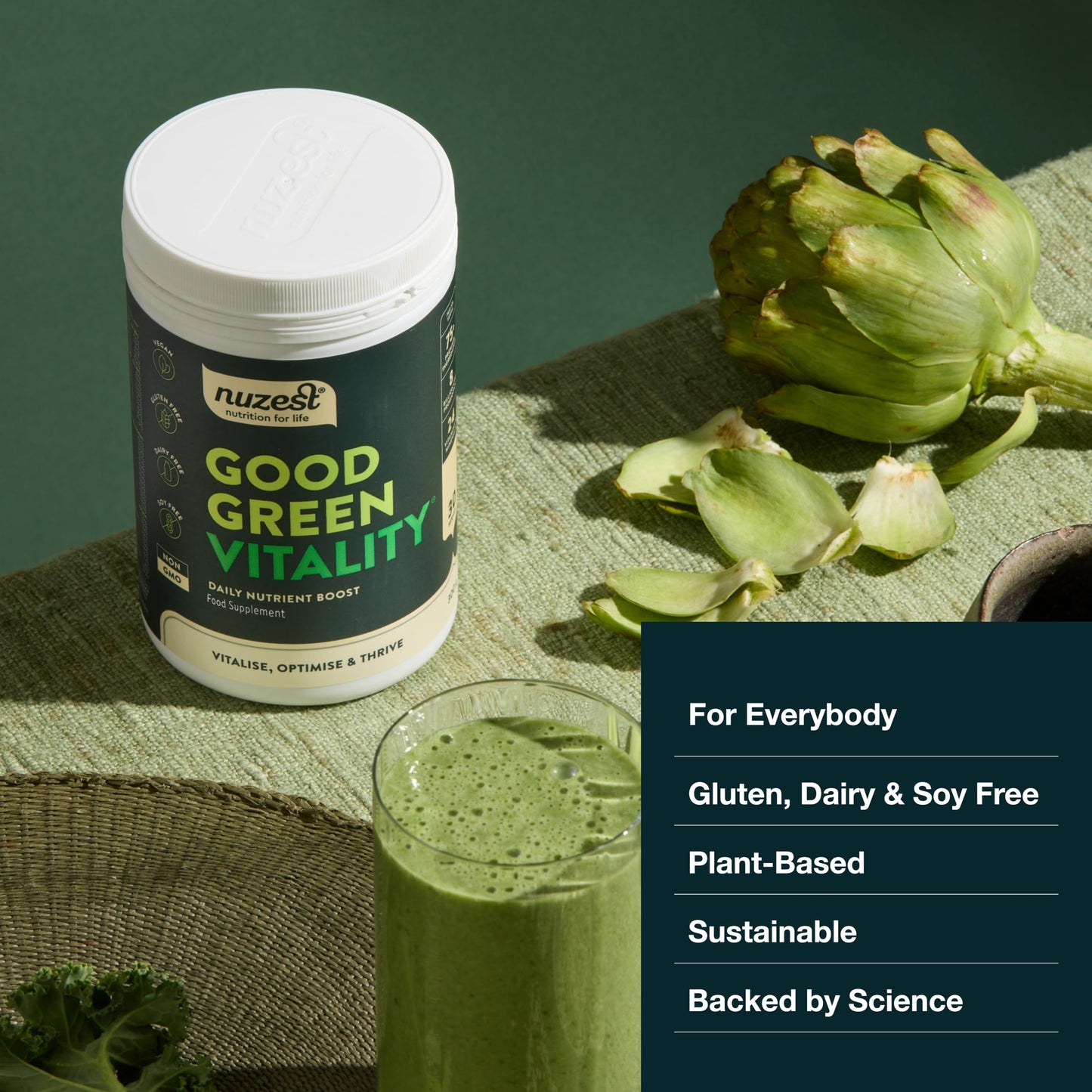 Nuzest Good Green Vitality Greens Powder – Vegan Multivitamin with 75+ Ingredients (300g)
