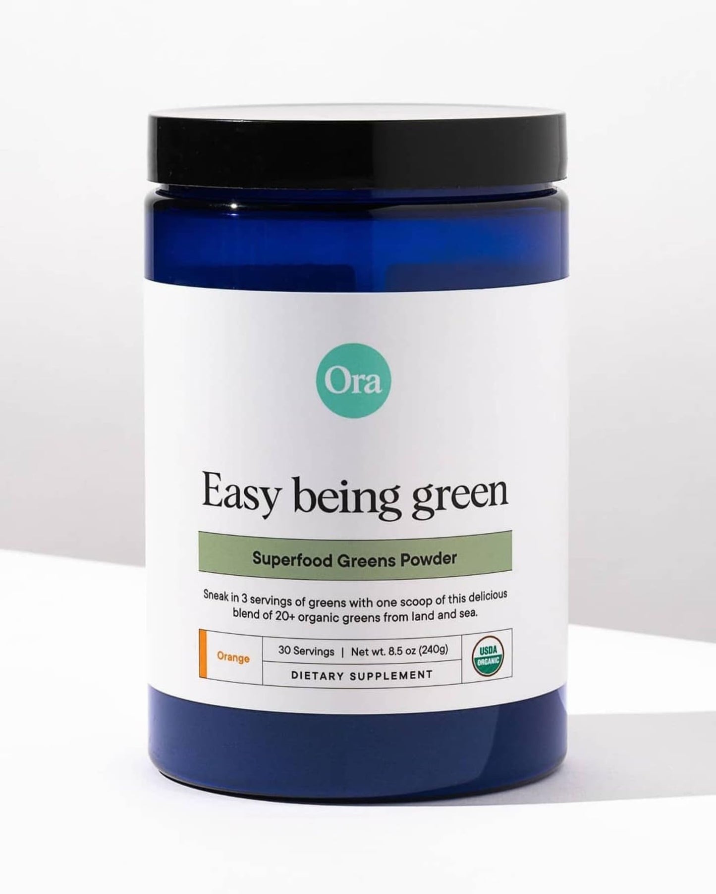 Ora Organic Greens Powder – Citrus Flavor, 30 Servings | Vegan, Gluten-Free, 20+ Organic Greens + Adaptogens