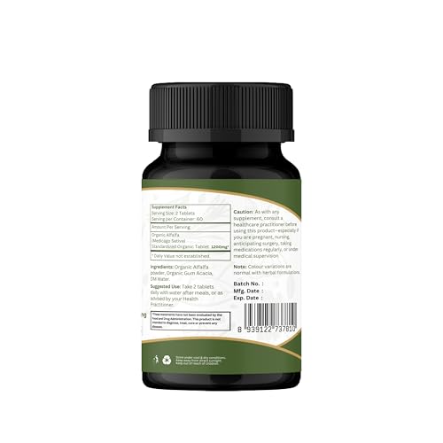 ORGANIC SPREE Alfalfa 120 Tablets | Medicago Sativa (Alfalfa) | USDA Organic Certified | Superfood Supplement with Vitamins and Minerals* | Dietary Supplement 120tab