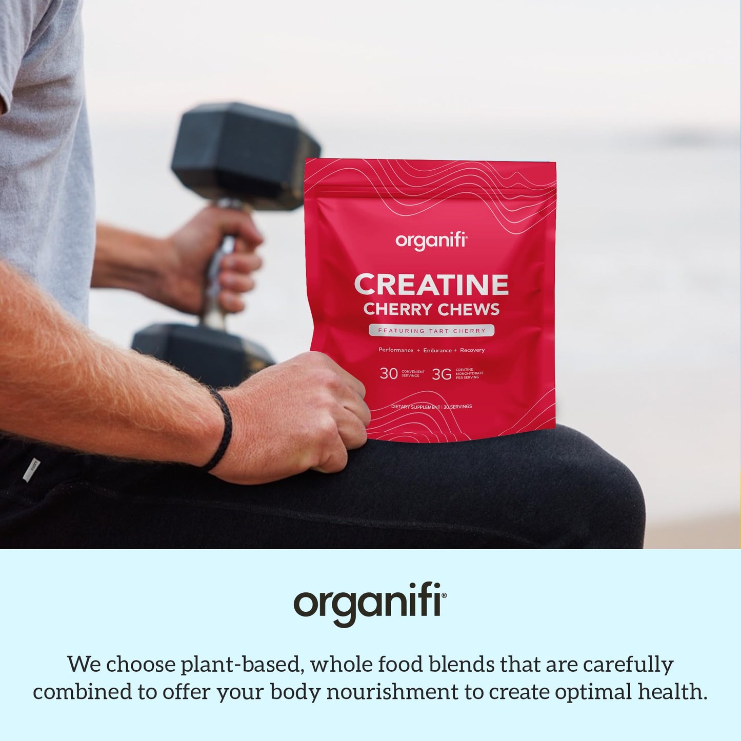 Organifi Creatine Chews - Cherry Gummies for Performance & Recovery (30-Day Supply)