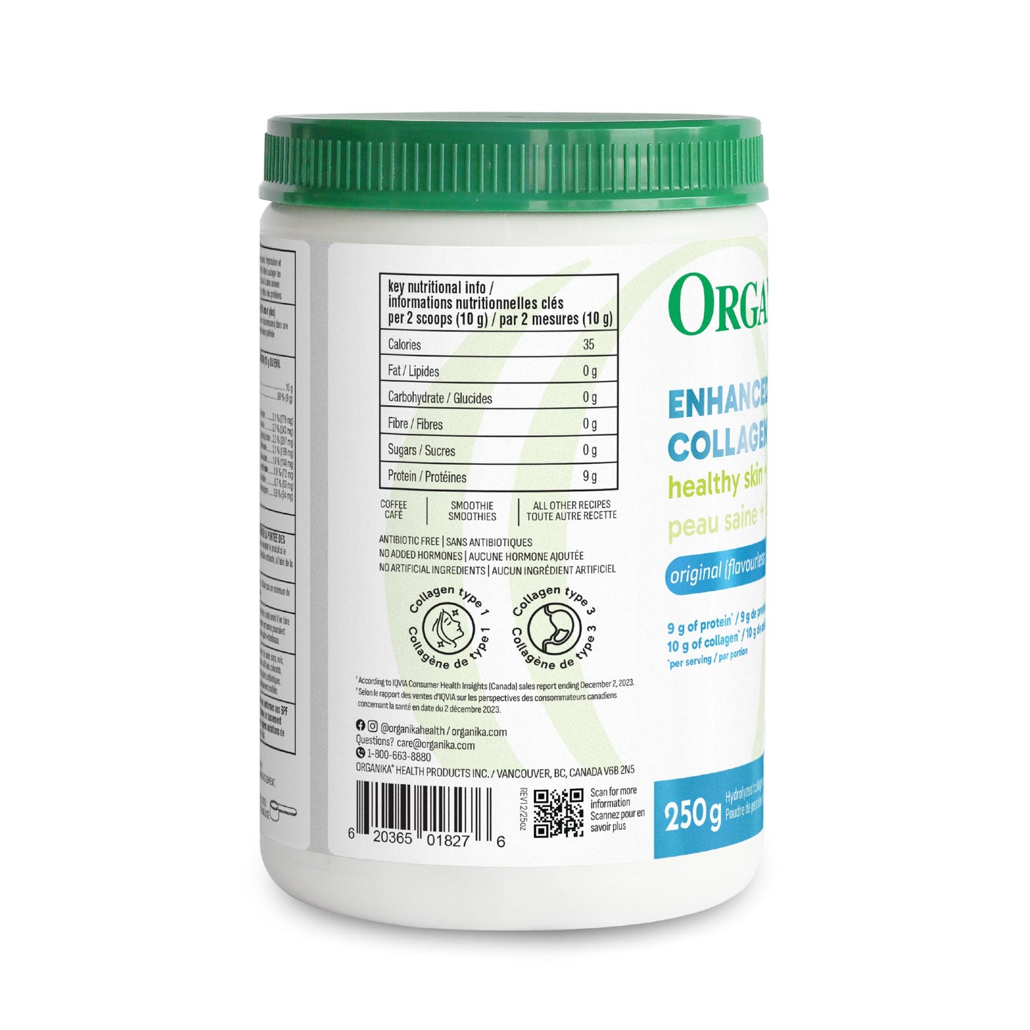 ORGANIKA Collagen Enhanced - 250 g | Grass-Fed, American Cattle