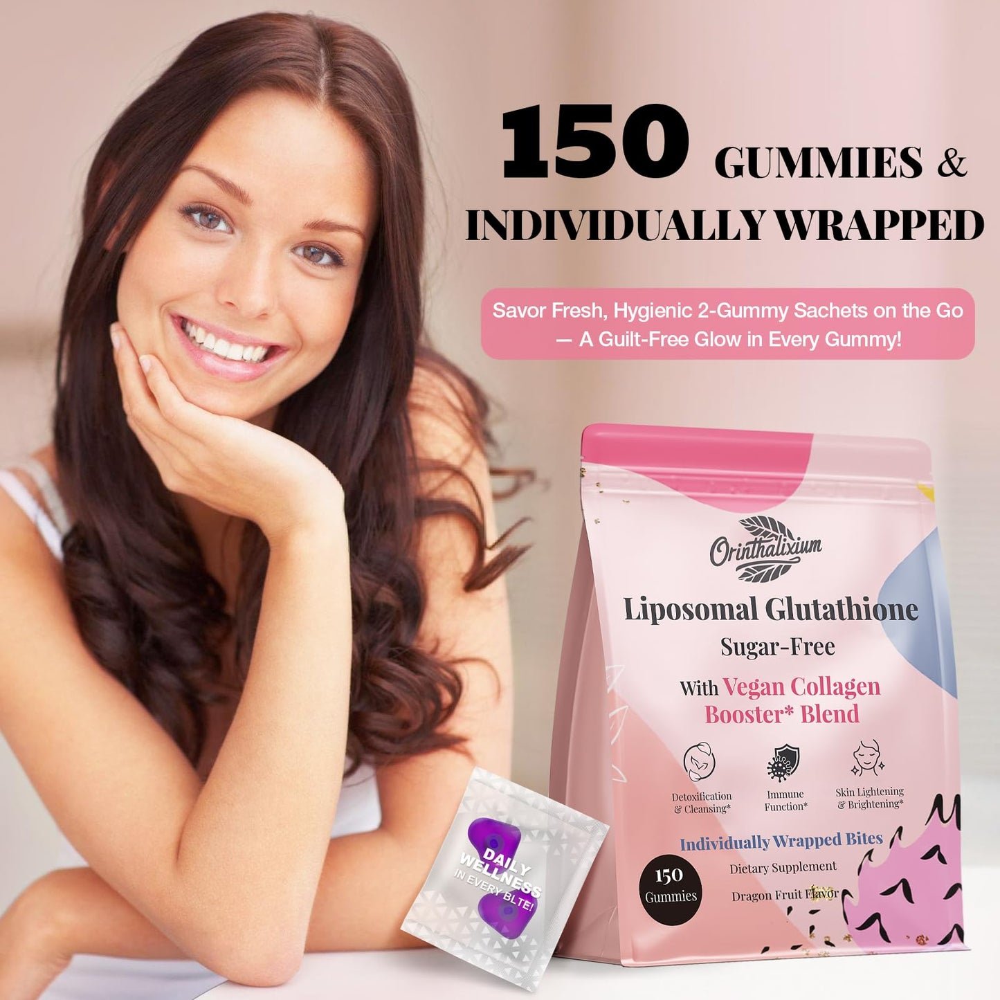 Orinthalixium Liposomal Glutathione Gummies 1000MG – Sugar Free, Vitamin C & Vegan Collagen | 150 Count