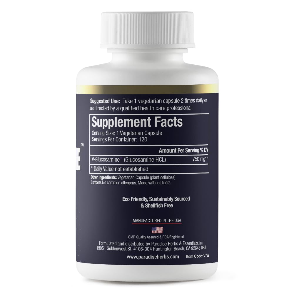 Paradise Herbs V-Glucosamine Supplement – Joint & Tissue Health, 120 Vegetarian Capsules