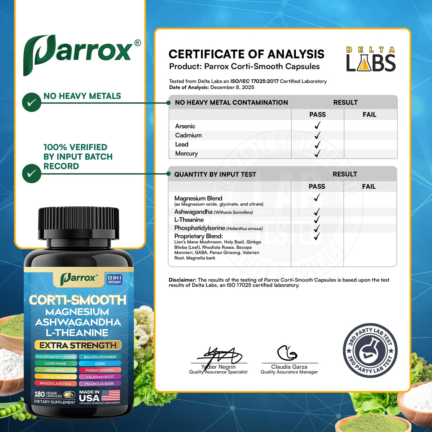 Parrox Corti-Smooth Cortisol Support Capsules with Magnesium & Adaptogens | 180 Caps